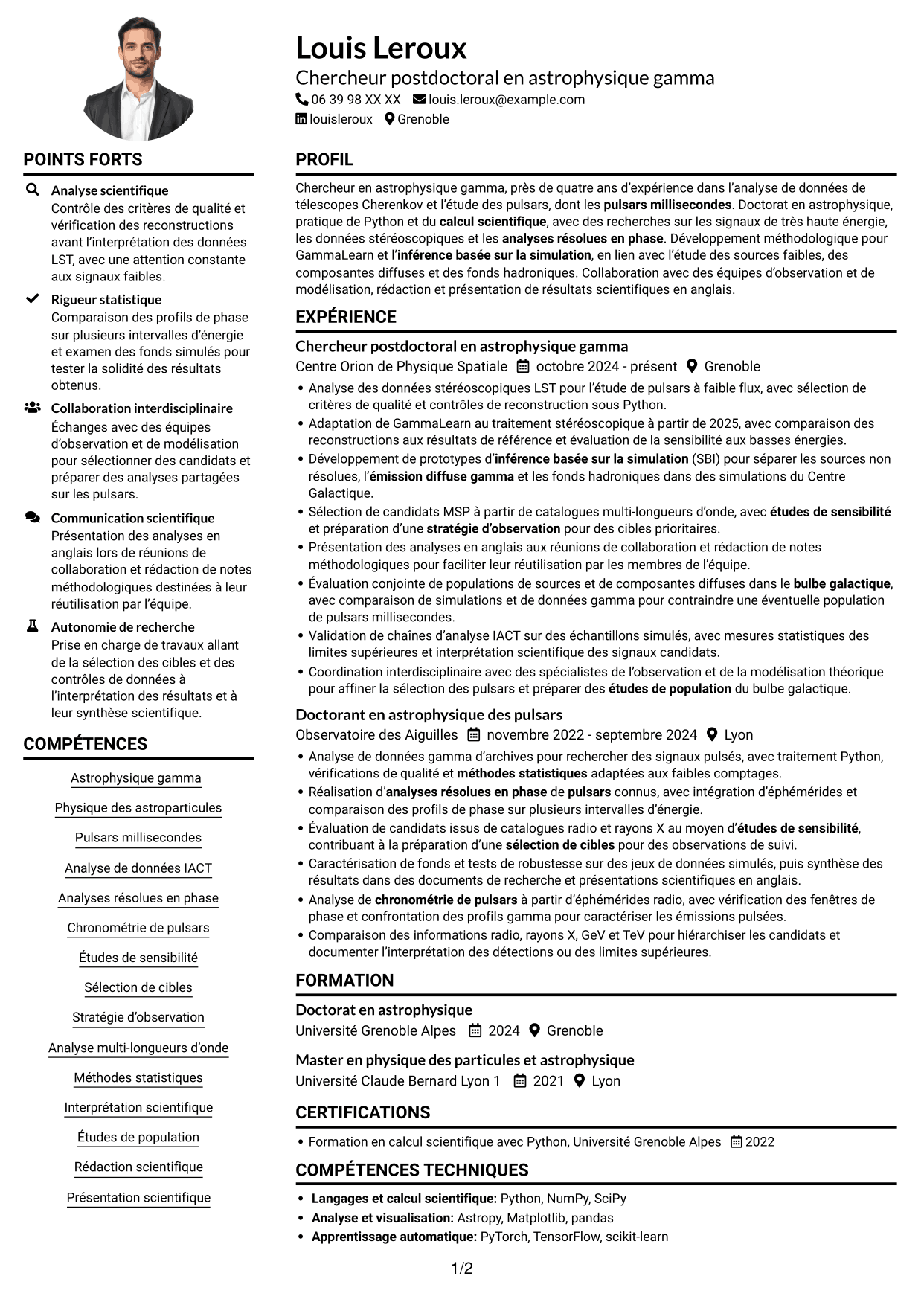 Exemple de CV — page 1