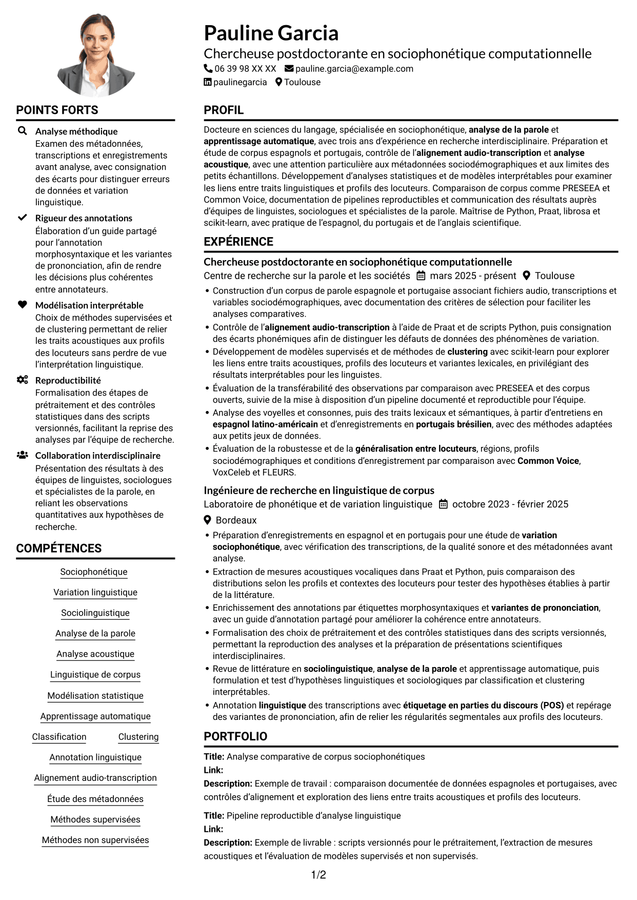 Exemple de CV — page 1