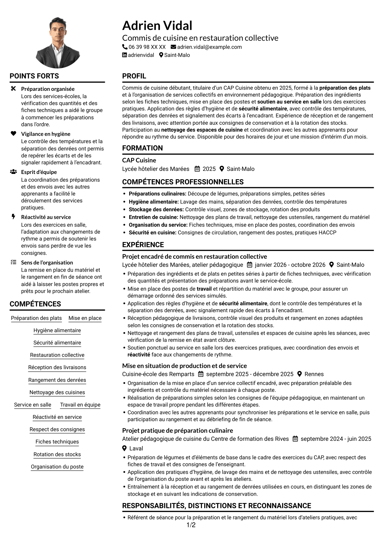 Exemple de CV — page 1