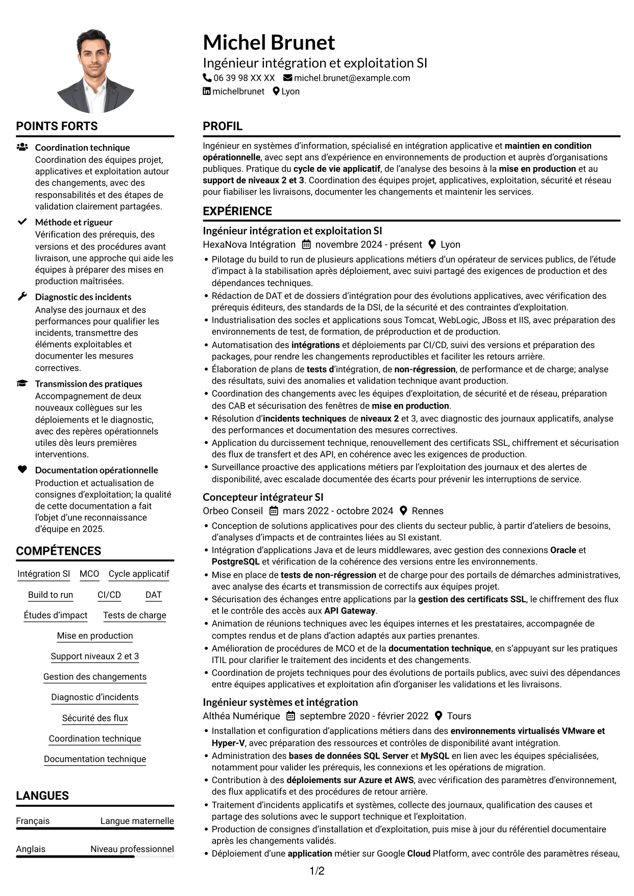 Exemple de CV — page 1