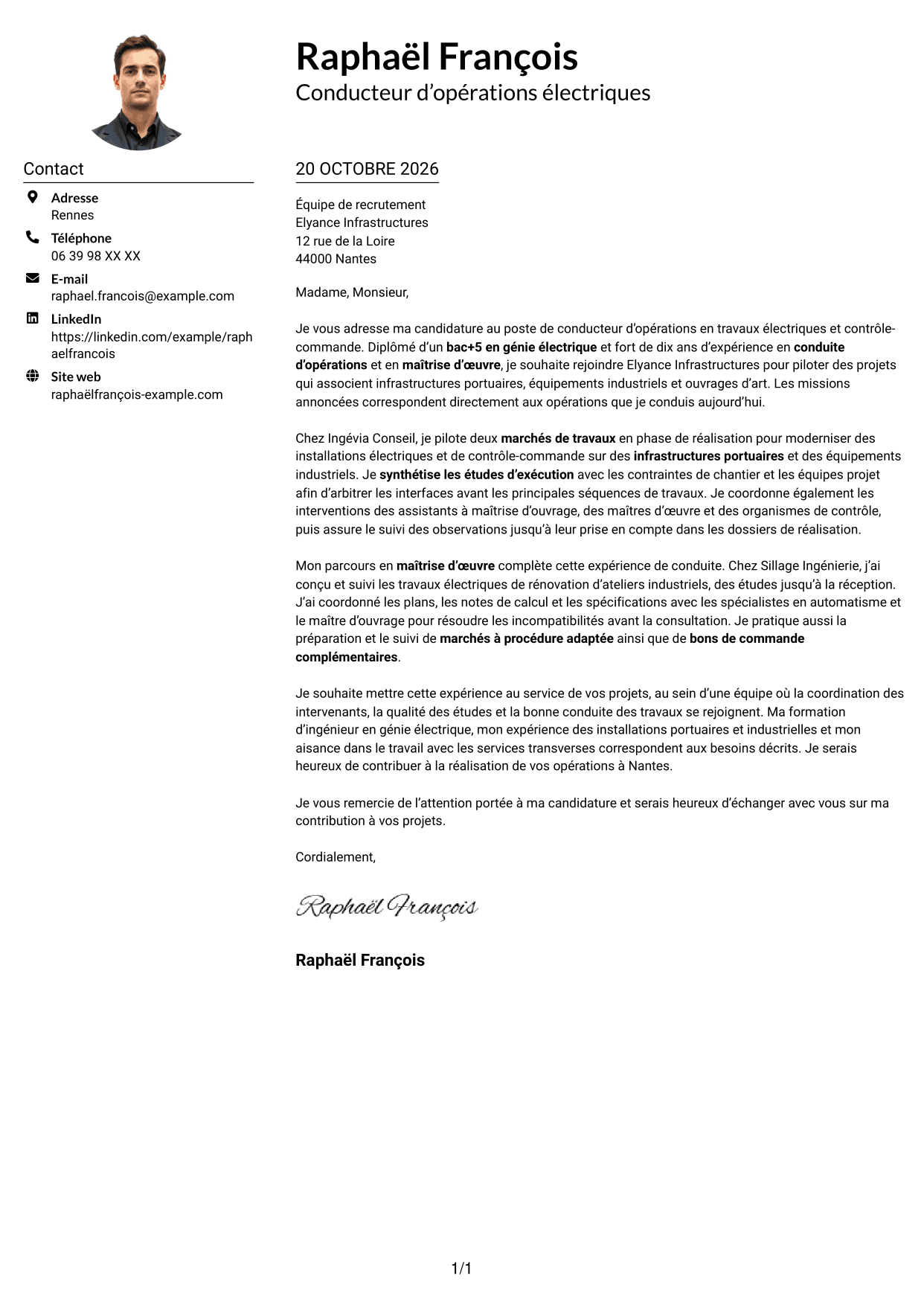 Exemple de lettre de motivation — page 1