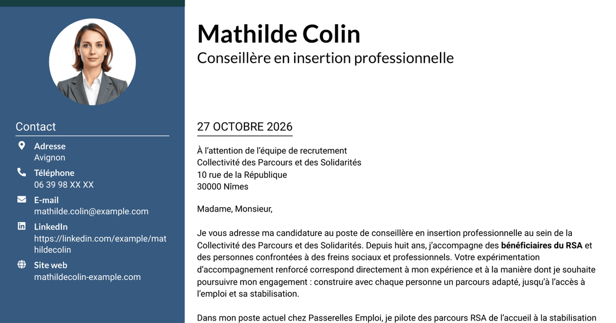 7 modèles de lettre de motivation pour Conseiller en insertion professionnelle - Parcours RSA, avec exemples
