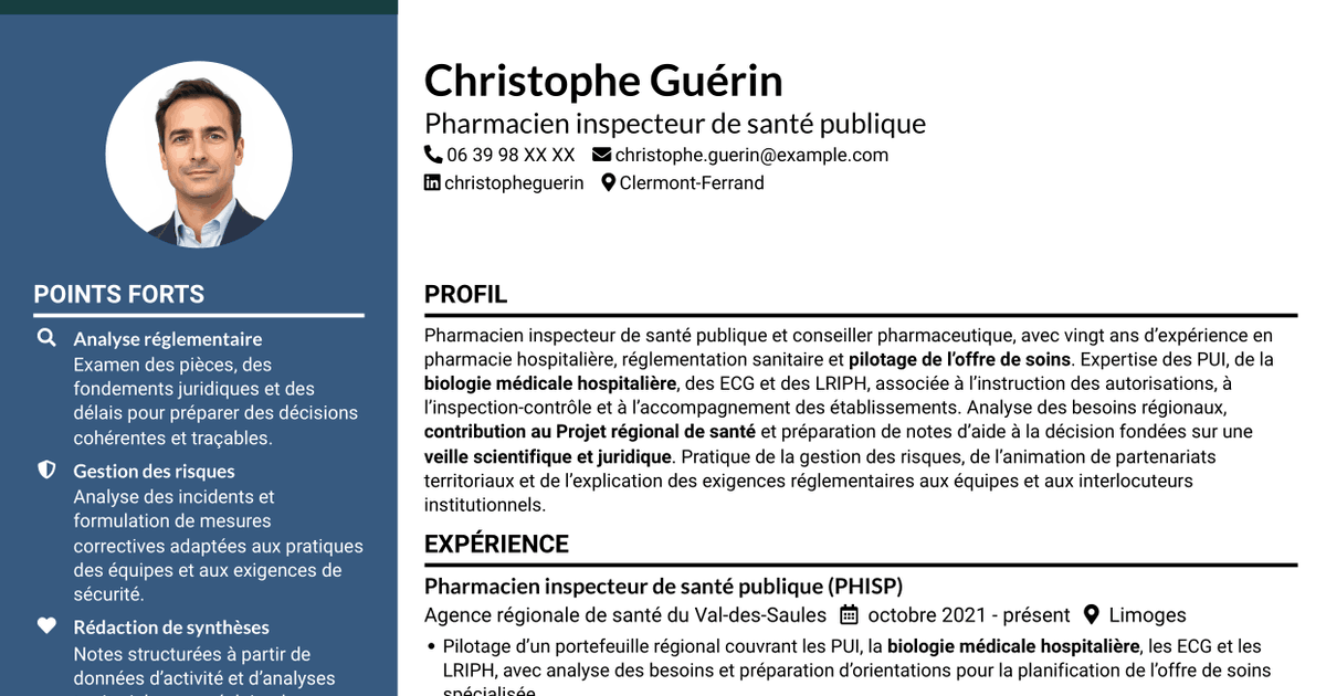 7 modèles de CV pour Conseiller pharmaceutique - PUI et biologie médicale, avec exemples