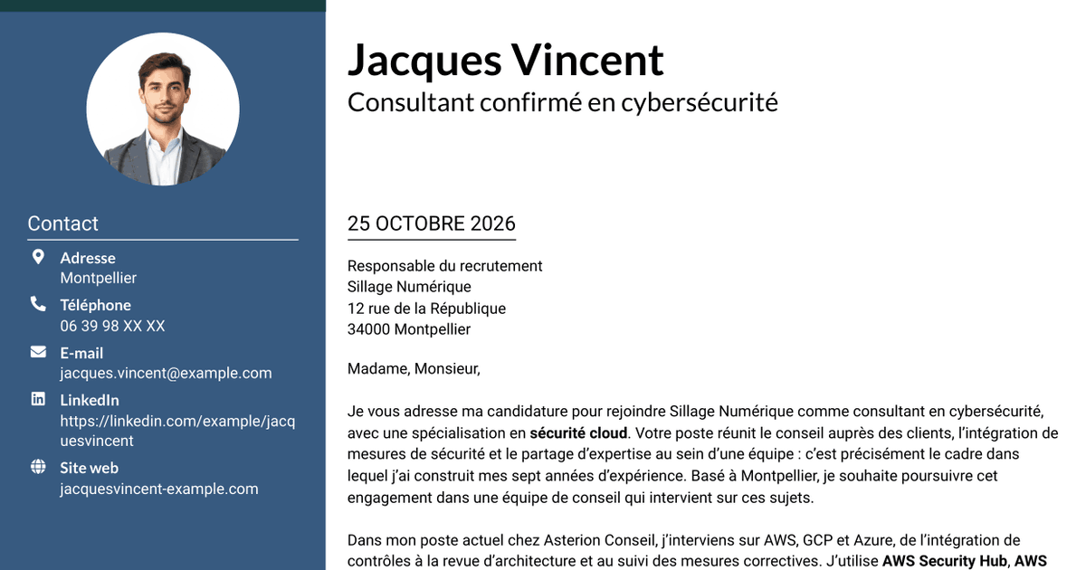 7 modèles de lettre de motivation pour Consultant confirmé en cybersécurité - Sécurité cloud, avec exemples