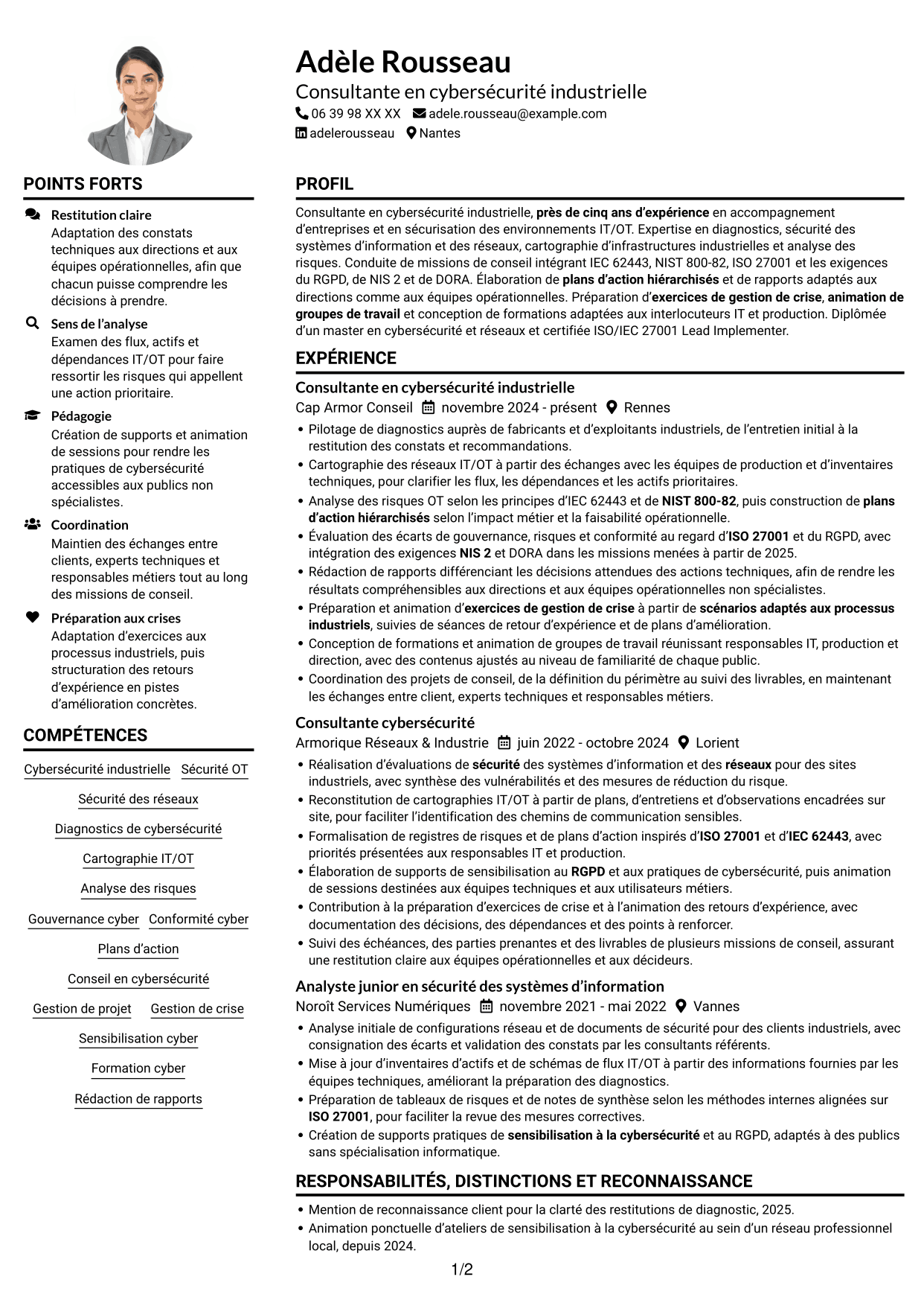 Consultant·e en cybersécurité - Sécurité industrielle IT/OT CV, page 1