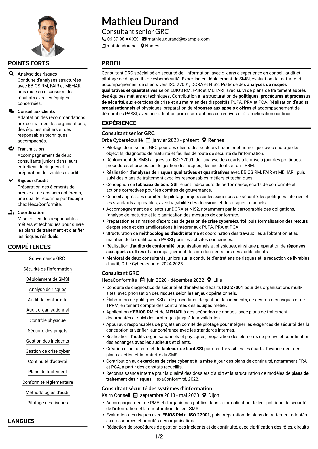 Exemple de CV — page 1