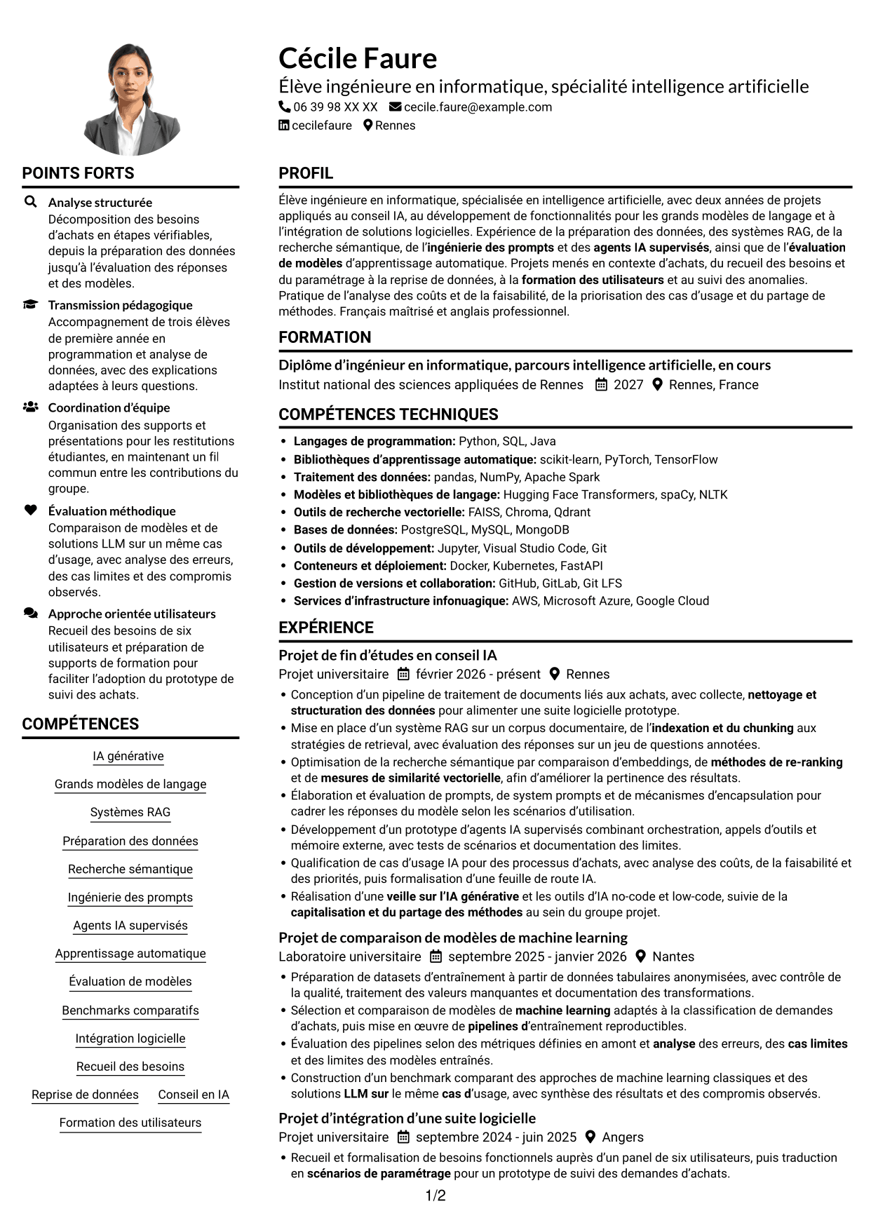 Exemple de CV — page 1
