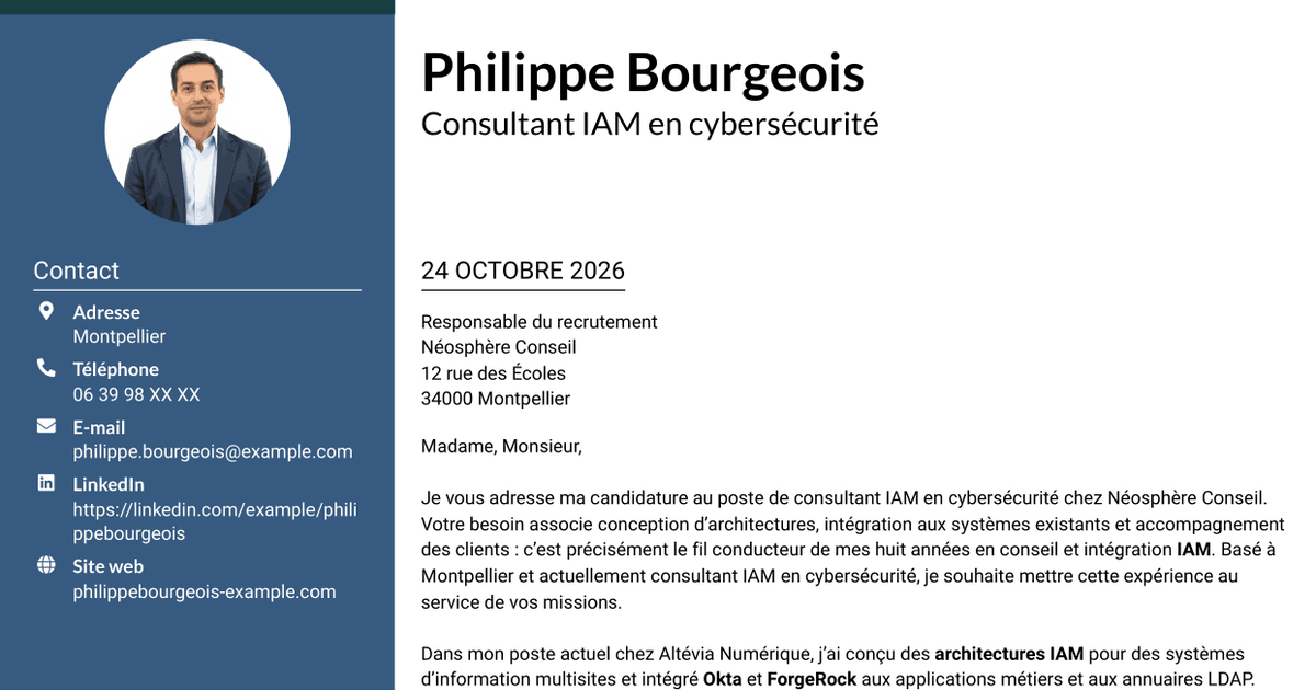 7 modèles de lettre de motivation pour Consultant IAM en cybersécurité, avec exemples