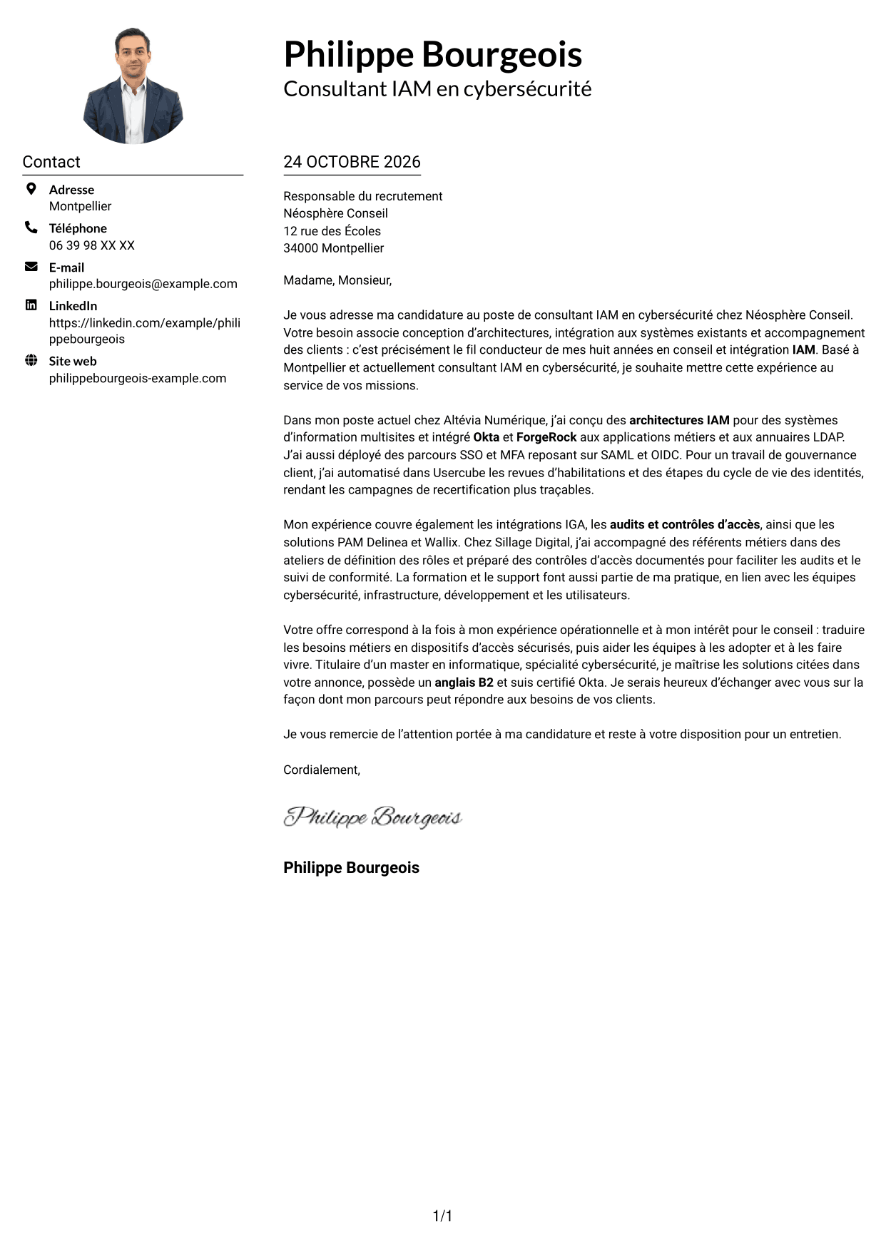 Exemple de lettre de motivation — page 1