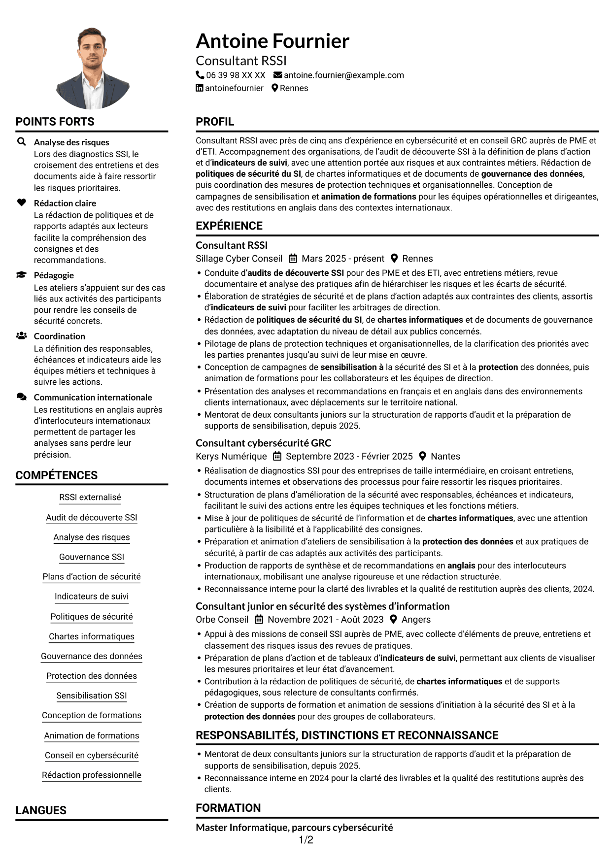 Exemple de CV — page 1