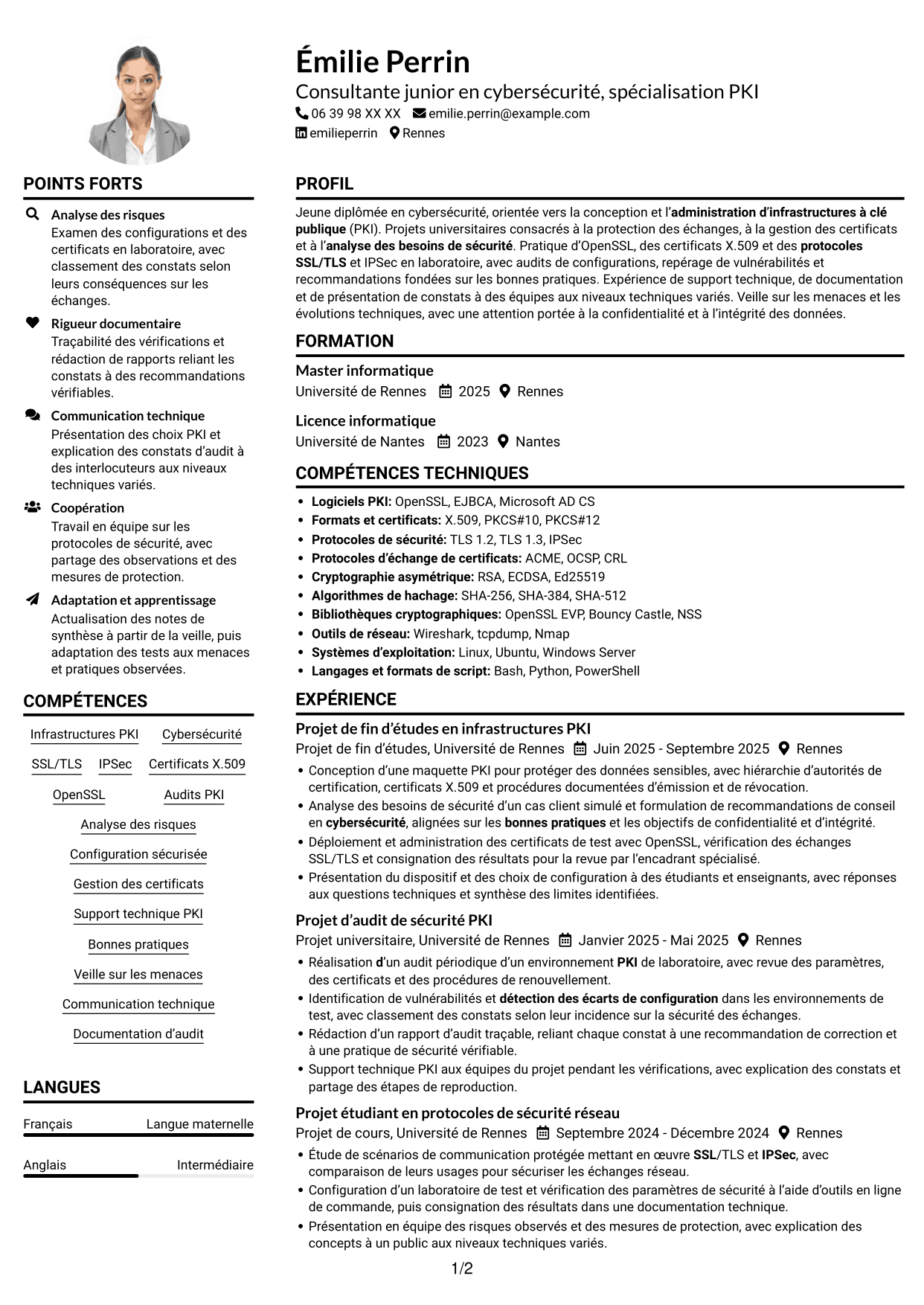 Exemple de CV — page 1