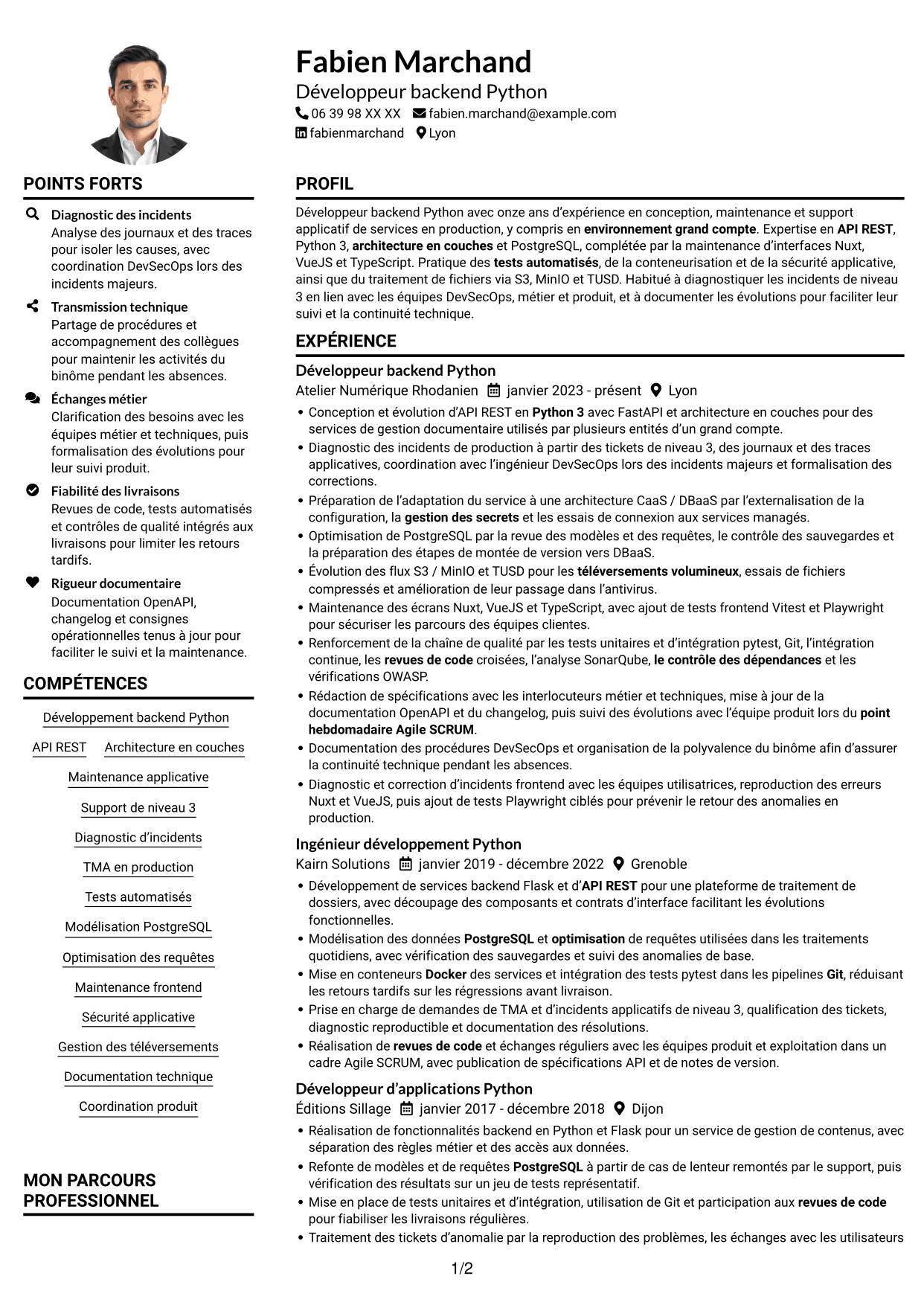 Exemple de CV — page 1
