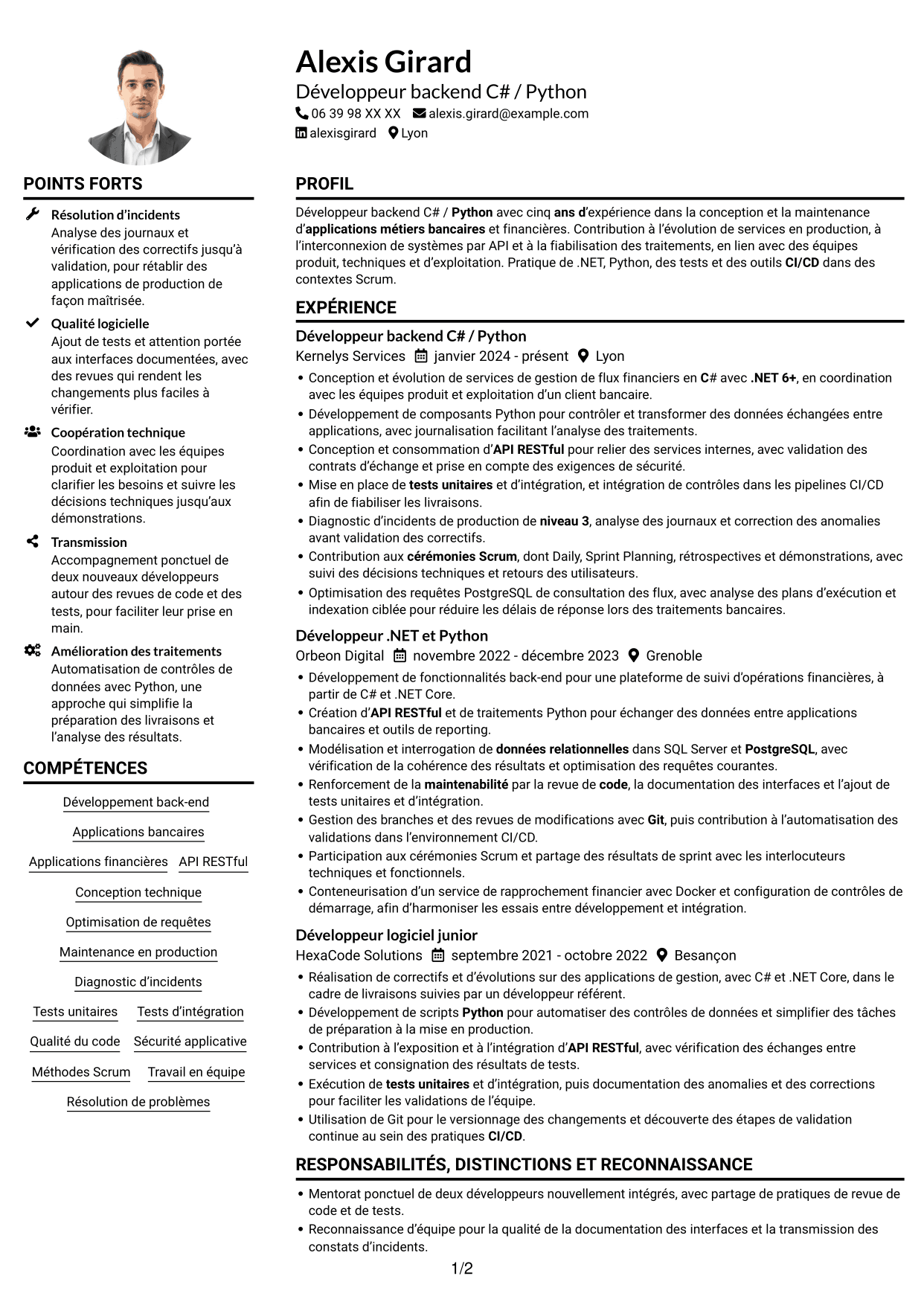 Exemple de CV — page 1