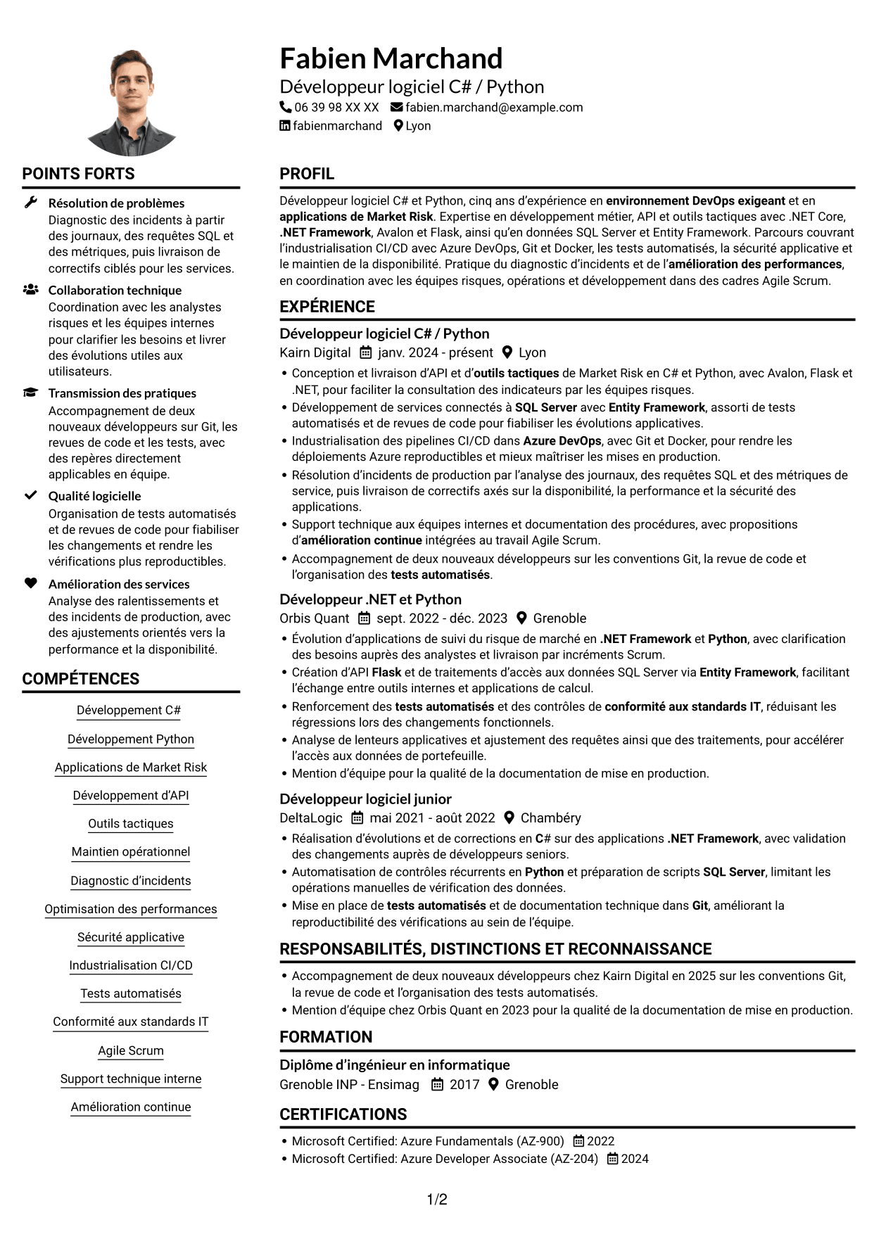 Exemple de CV — page 1