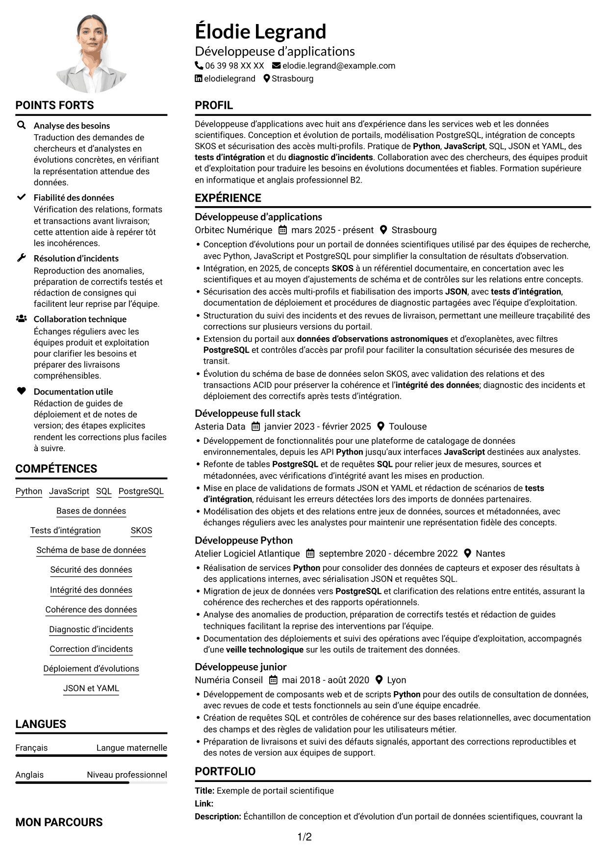 Exemple de CV — page 1