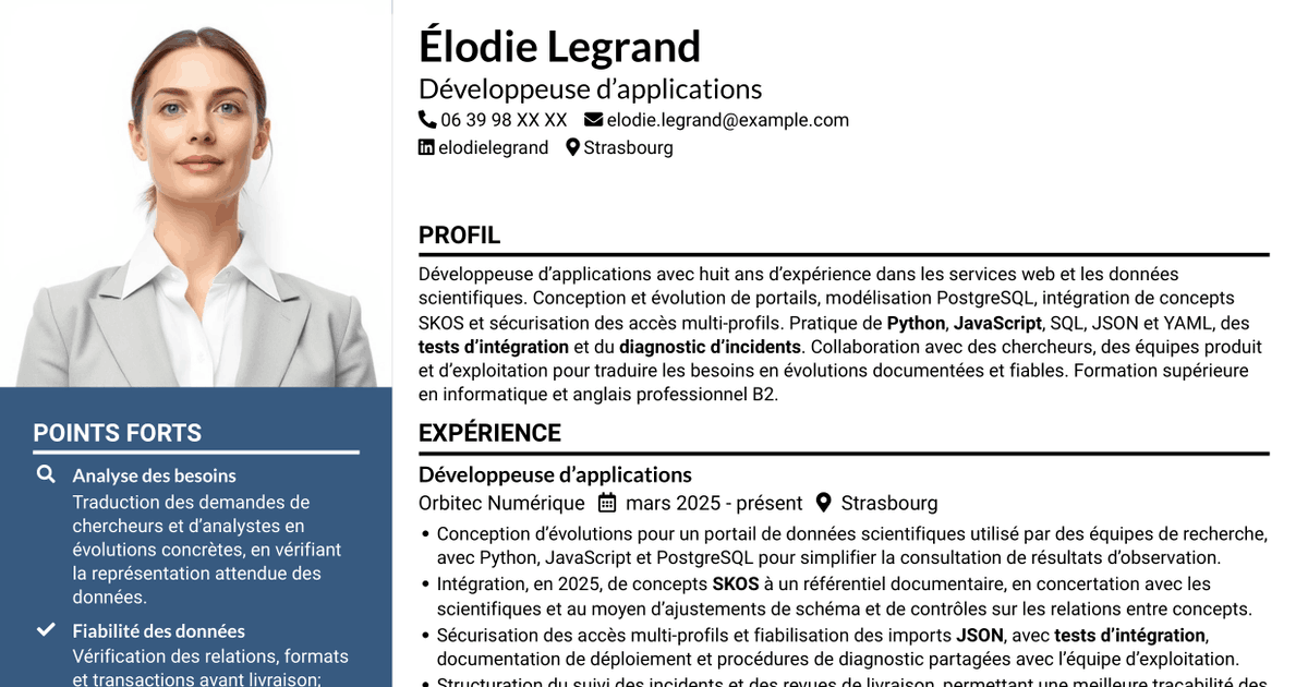 7 modèles de CV pour Développeur d’applications - Portail de données d’exoplanètes, avec exemples