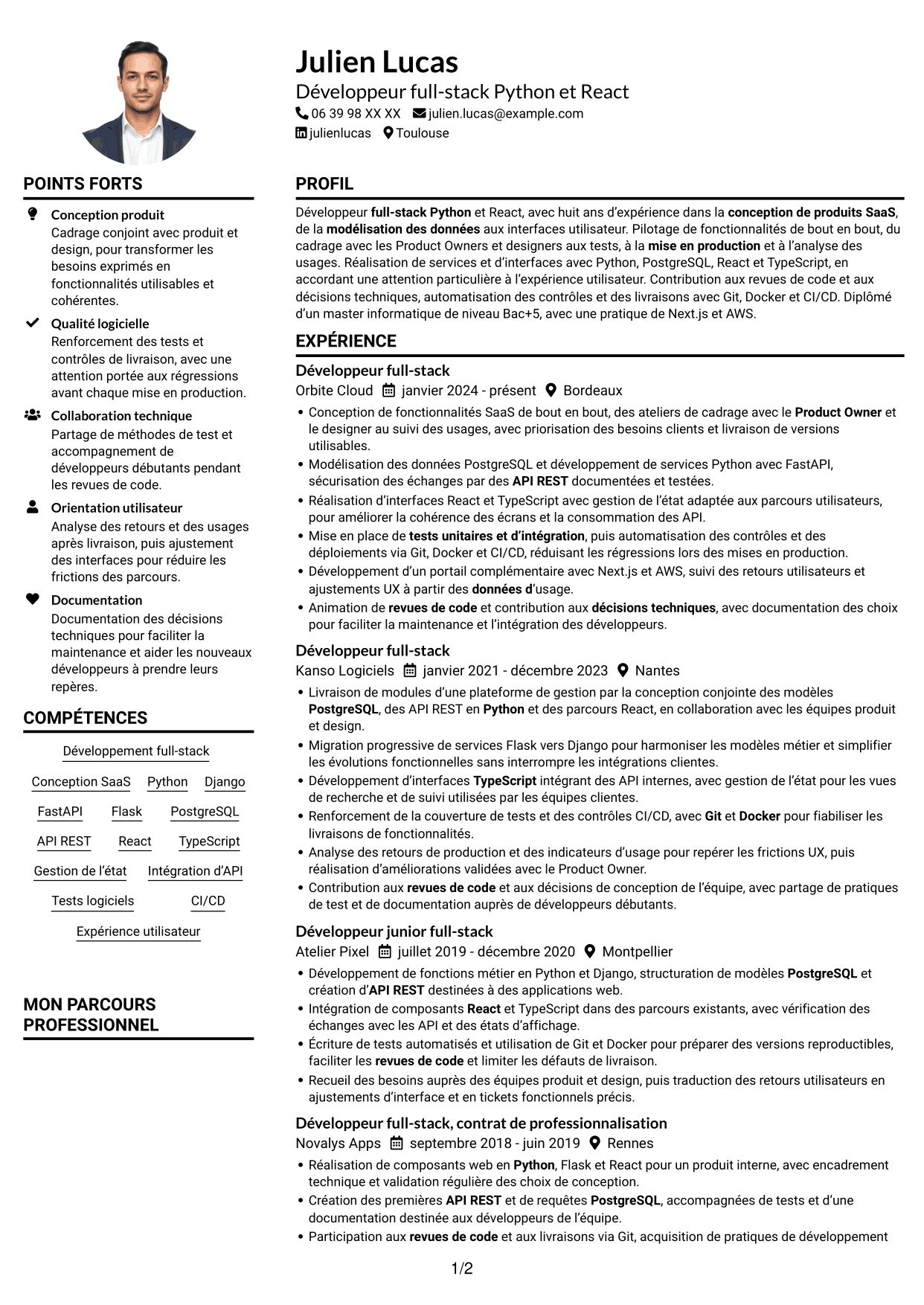Exemple de CV — page 1