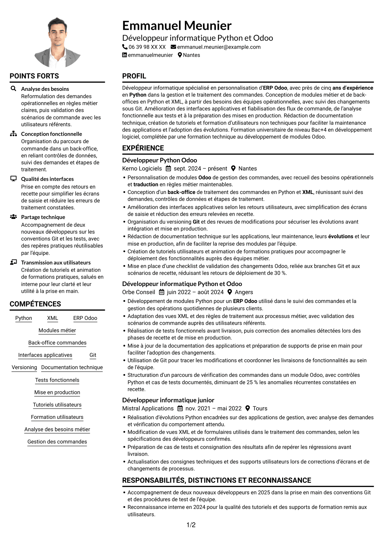 Exemple de CV — page 1