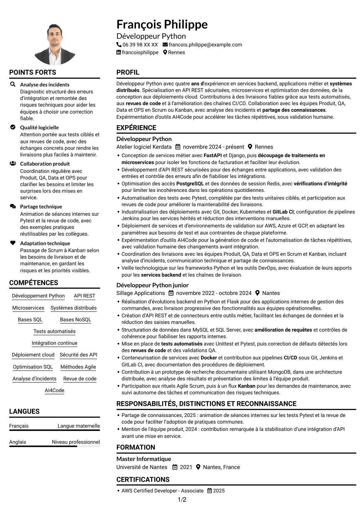 Exemple de CV — page 1