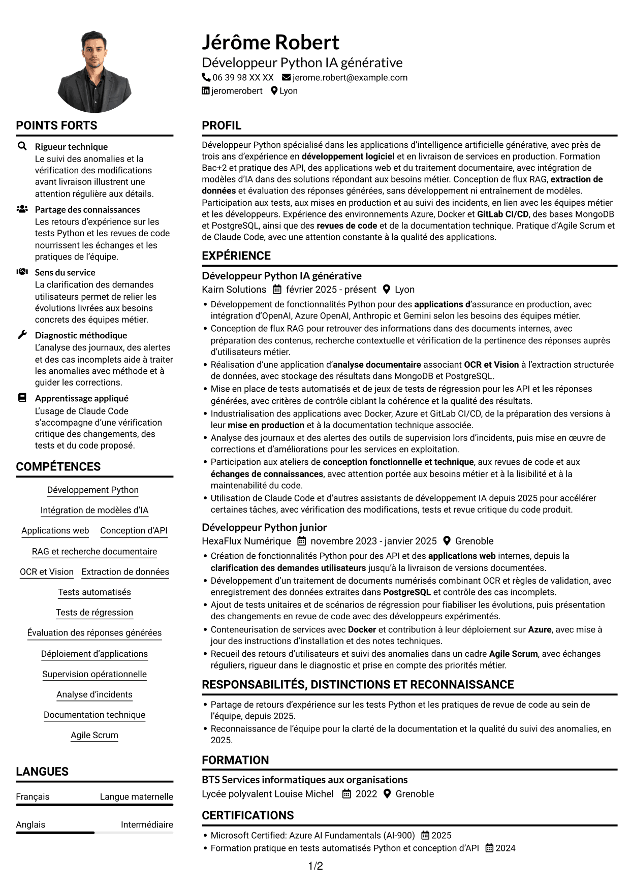 Exemple de CV — page 1