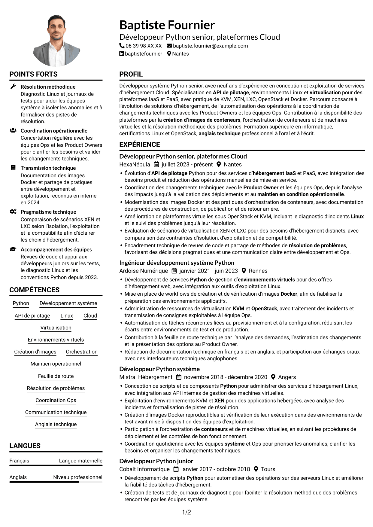 Exemple de CV — page 1