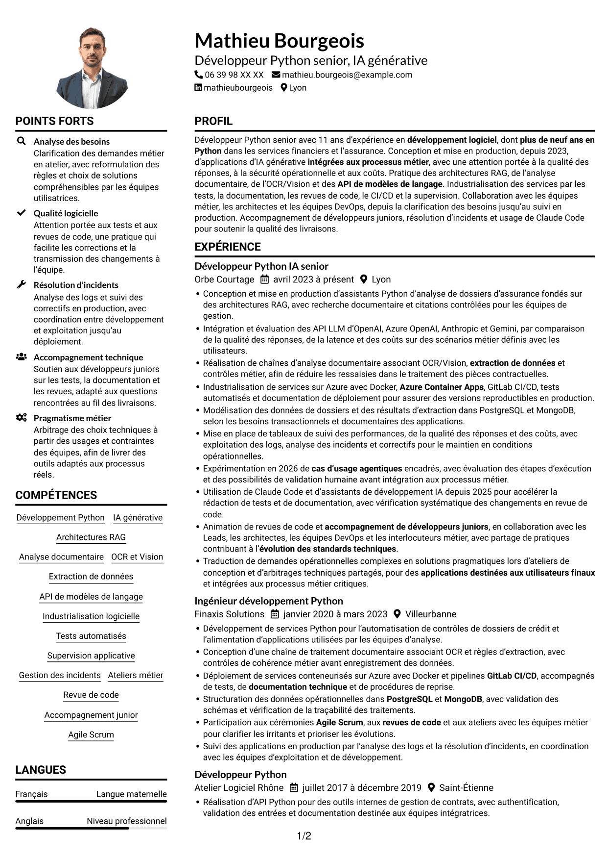 Exemple de CV — page 1