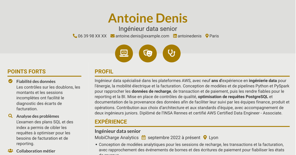 7 modèles de CV pour Data Engineer - AWS et Python, avec exemples