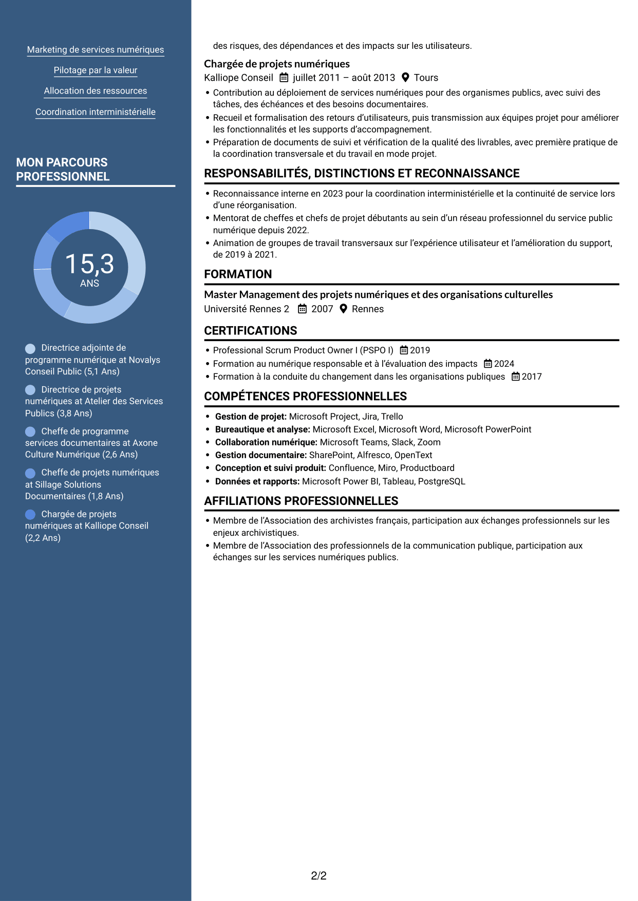 CV Signature (format à colonne latérale colorée avec grande photo) : Directeur adjoint de programme - Services d’archivage électronique, page 2