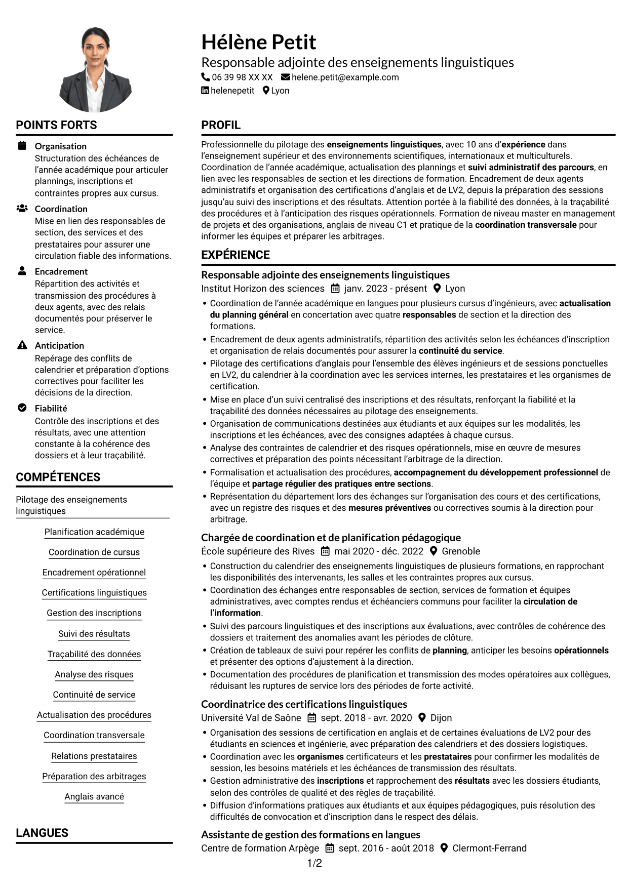 Exemple de CV — page 1