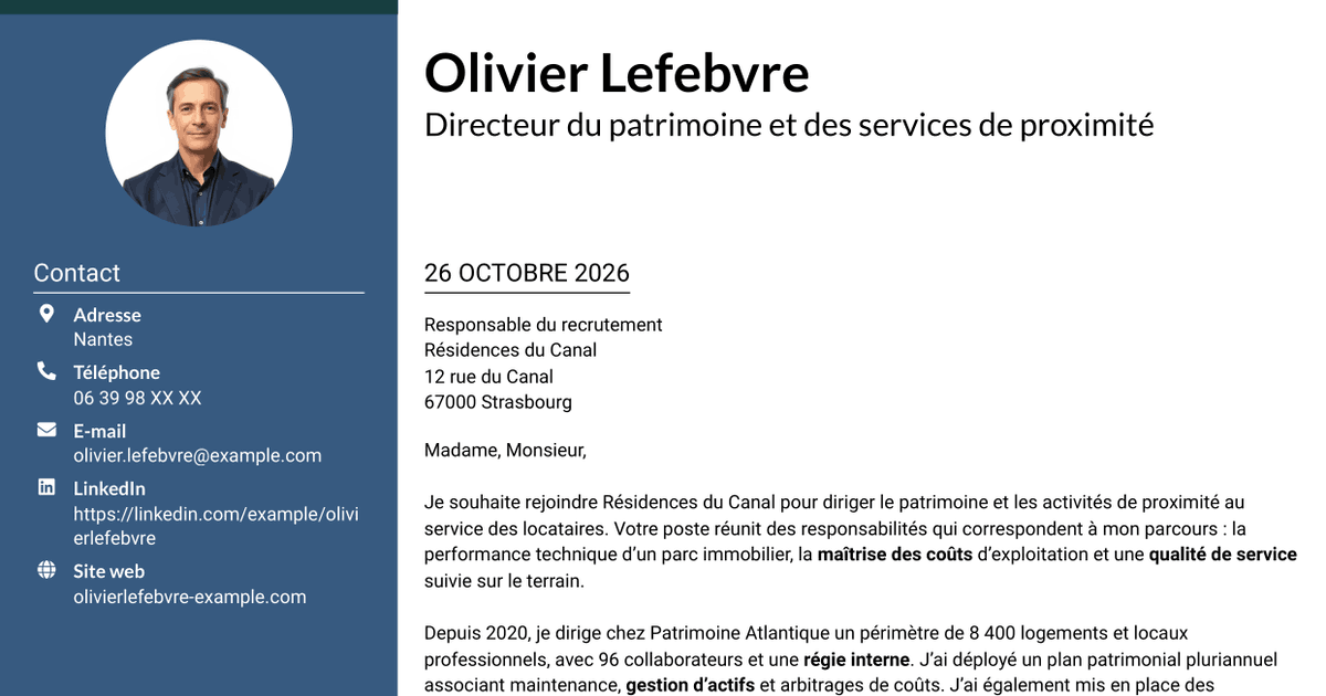 7 modèles de lettre de motivation pour Directeur du Patrimoine et de la Proximité, avec exemples