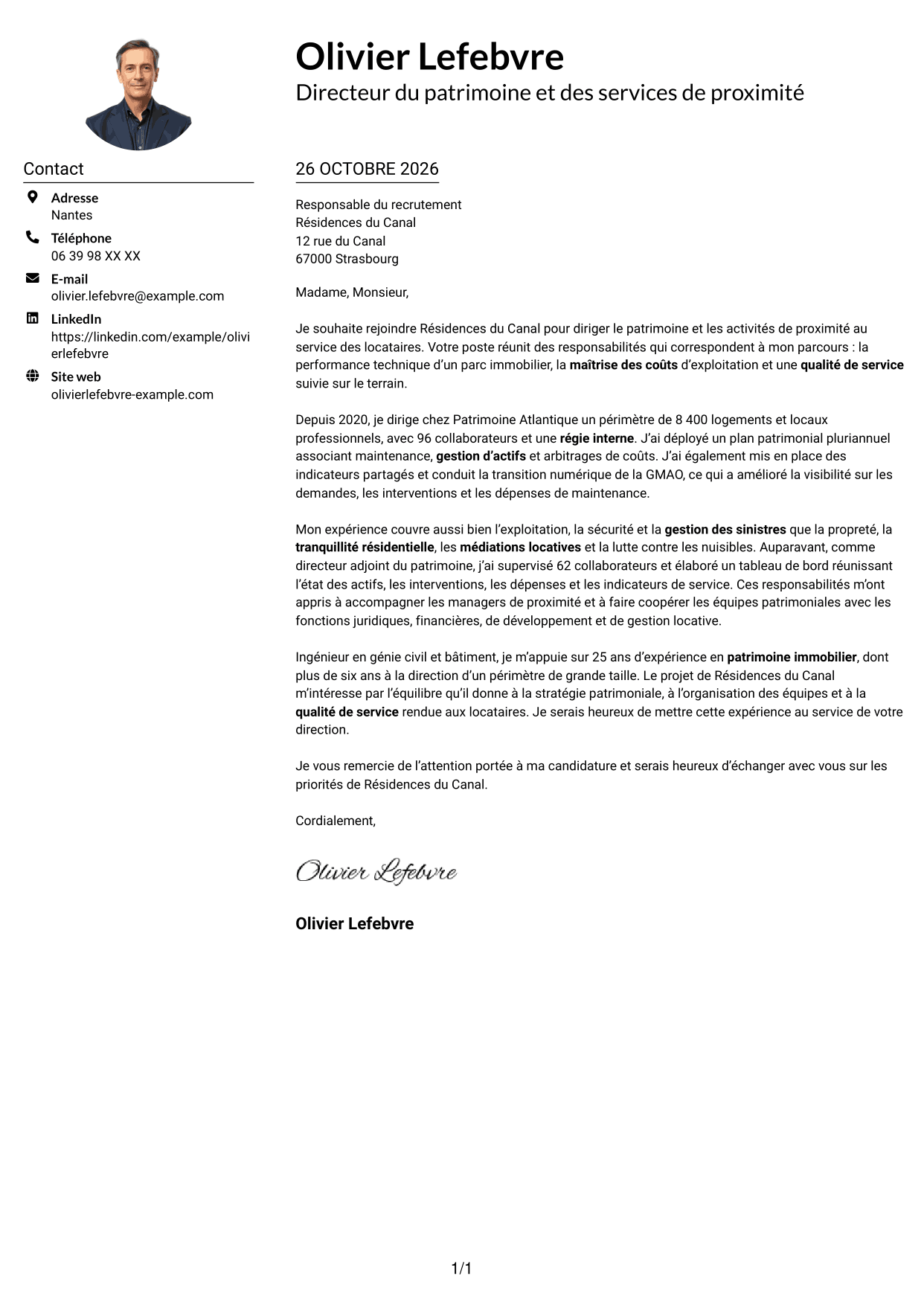 Exemple de lettre de motivation — page 1