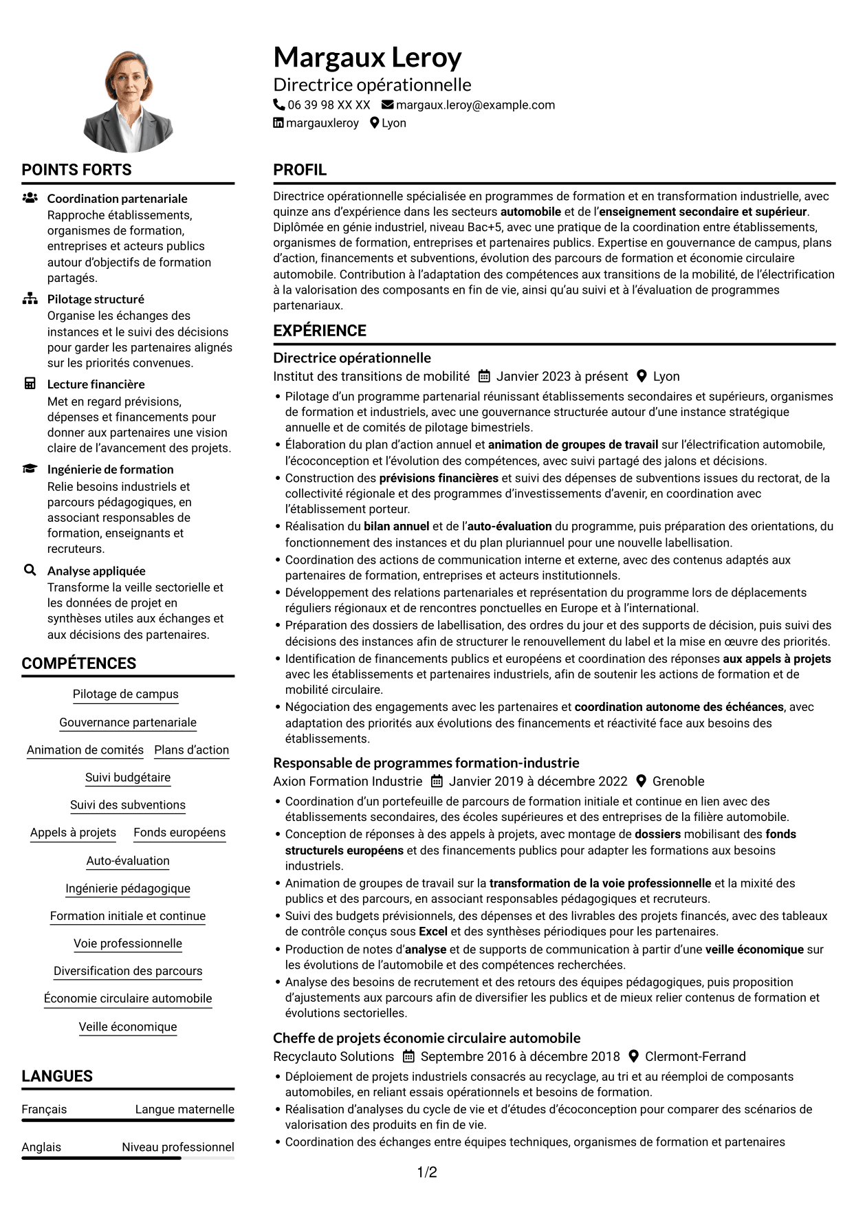Exemple de CV — page 1
