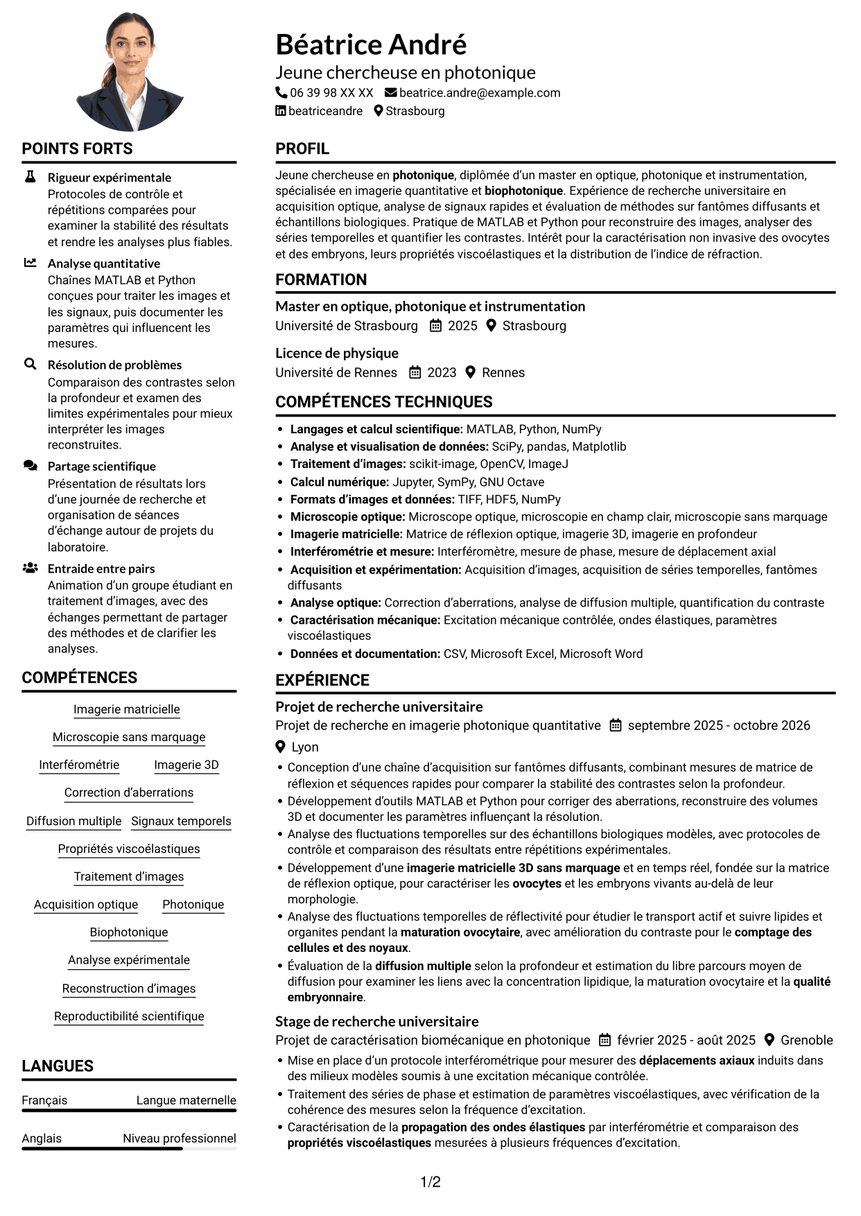 Exemple de CV — page 1