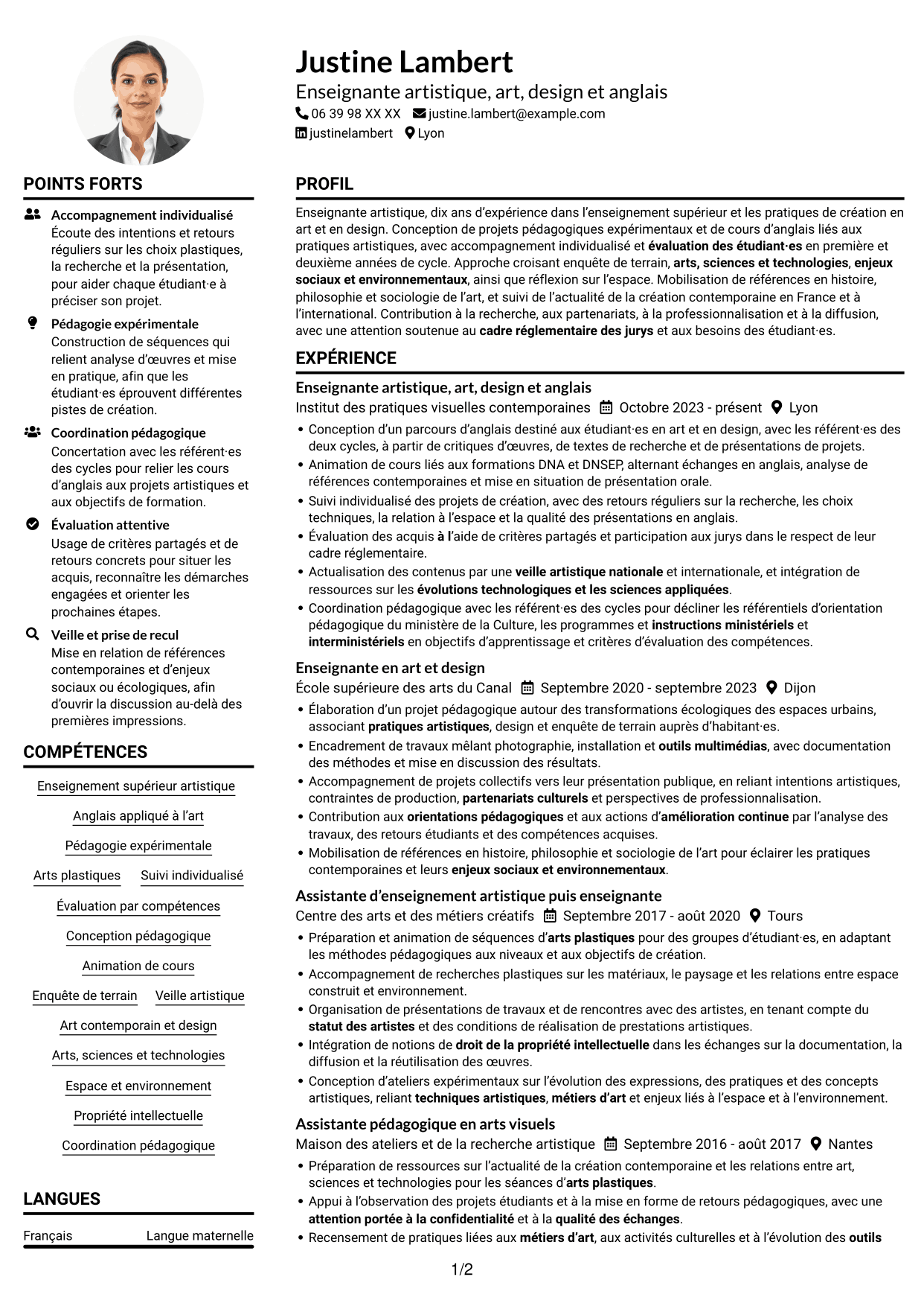 Exemple de CV — page 1