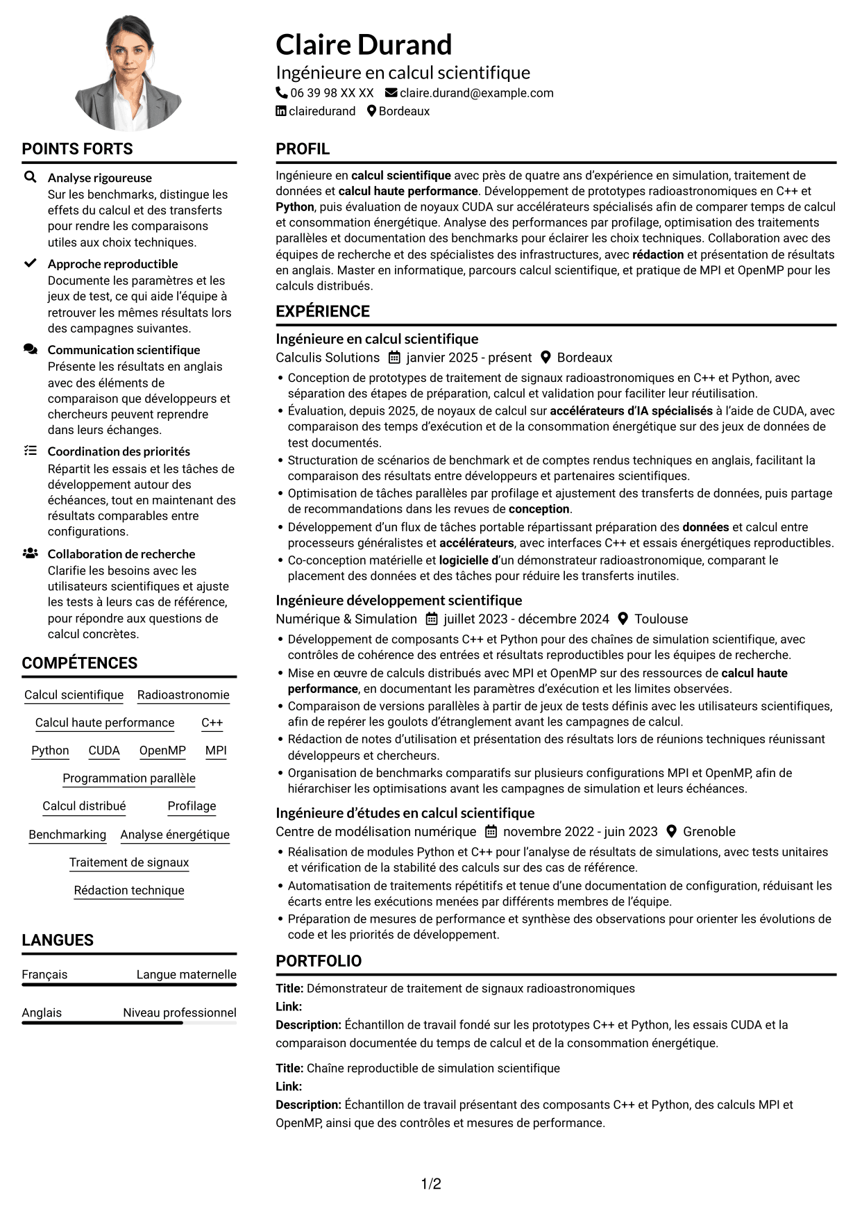 Exemple de CV — page 1