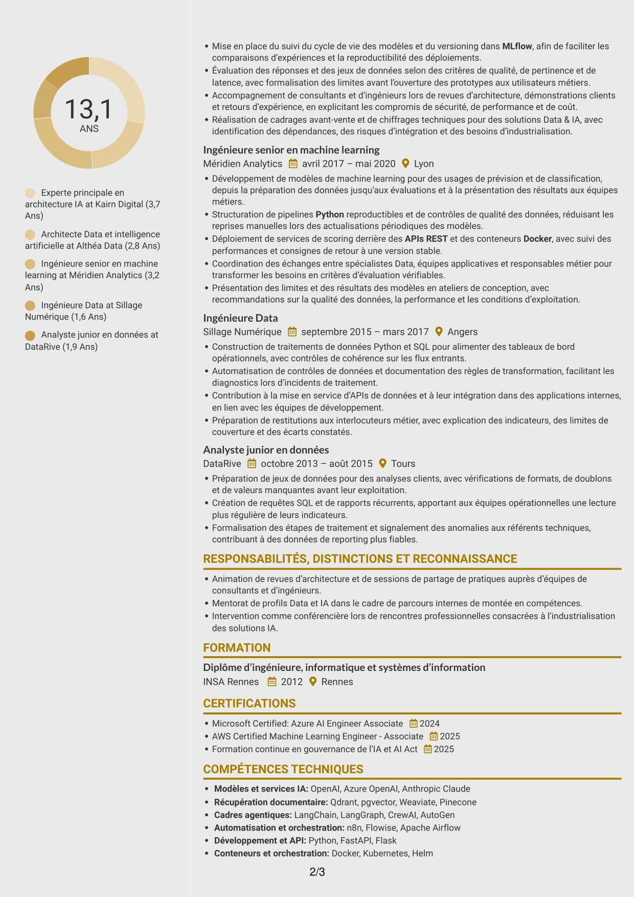 CV Dynamique (format à deux colonnes avec icônes) : Expert IA - Architecture IA générative et agentique, page 2
