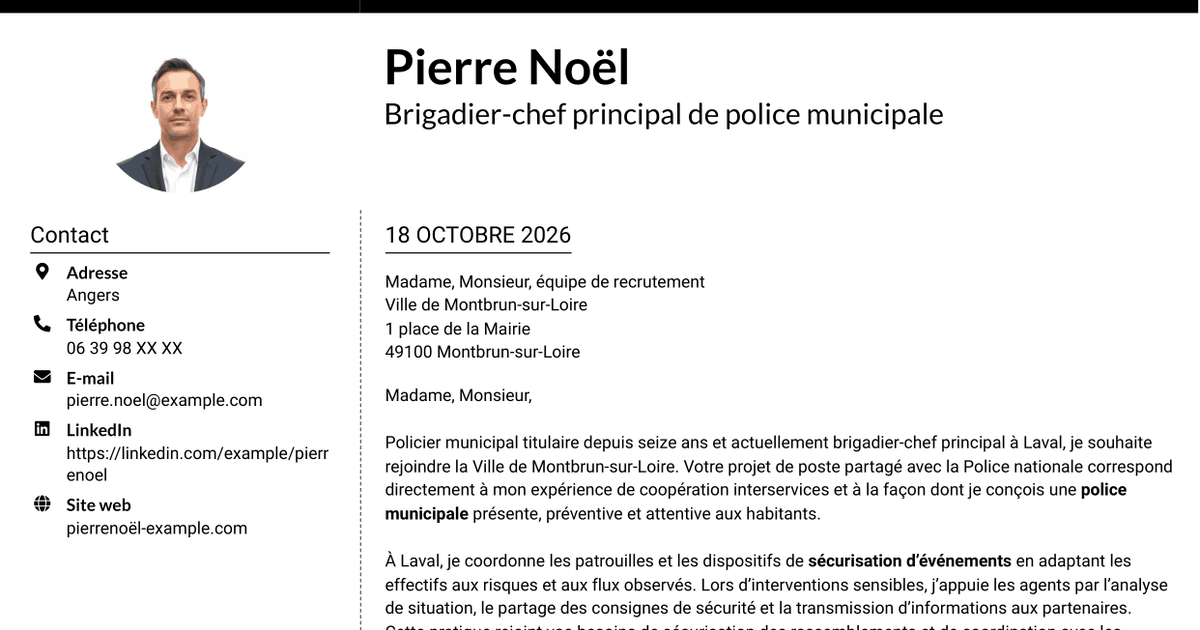 7 modèles de lettre de motivation pour Gardien de police municipale - Prévention et sécurité publiques, avec exemples