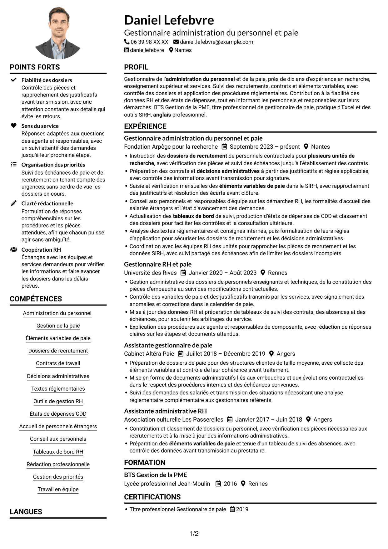 Exemple de CV — page 1