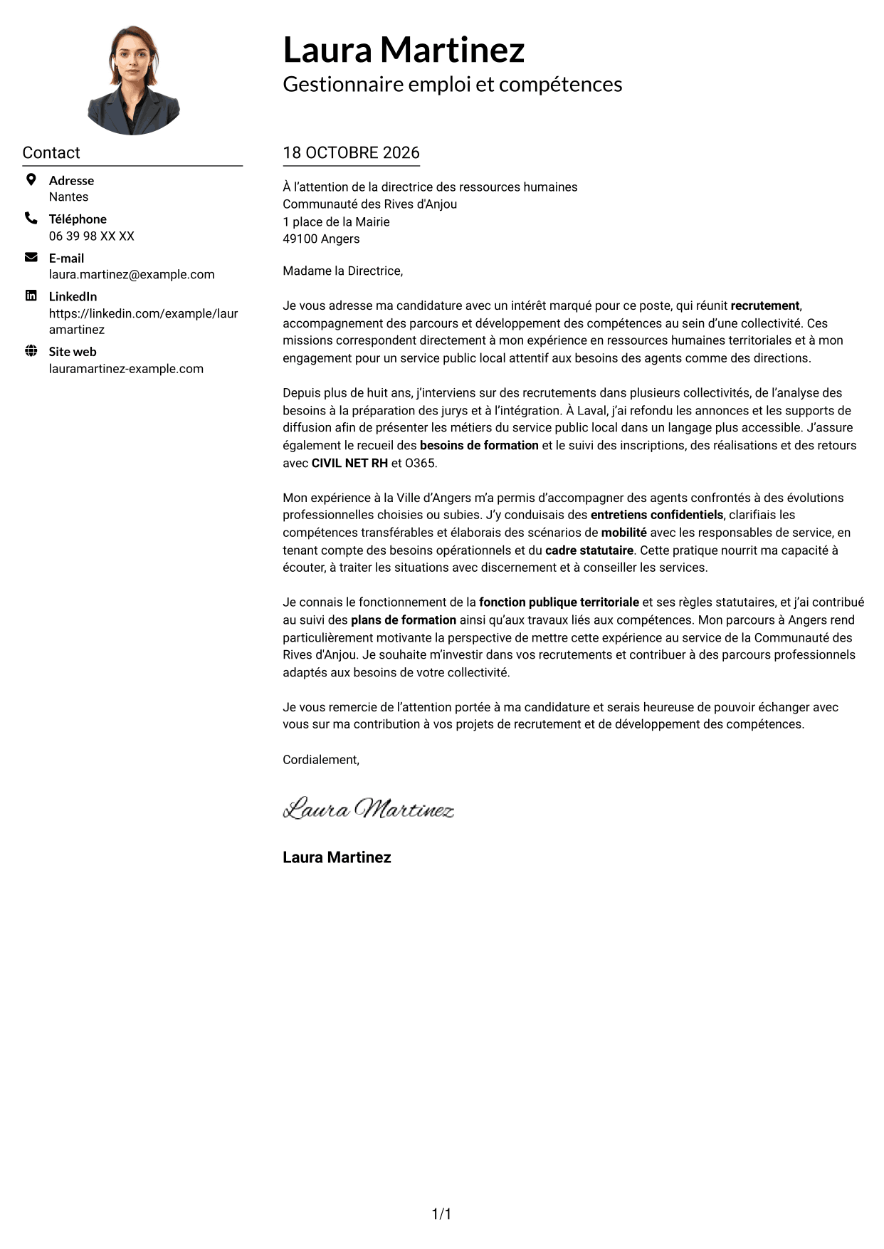 Exemple de lettre de motivation — page 1