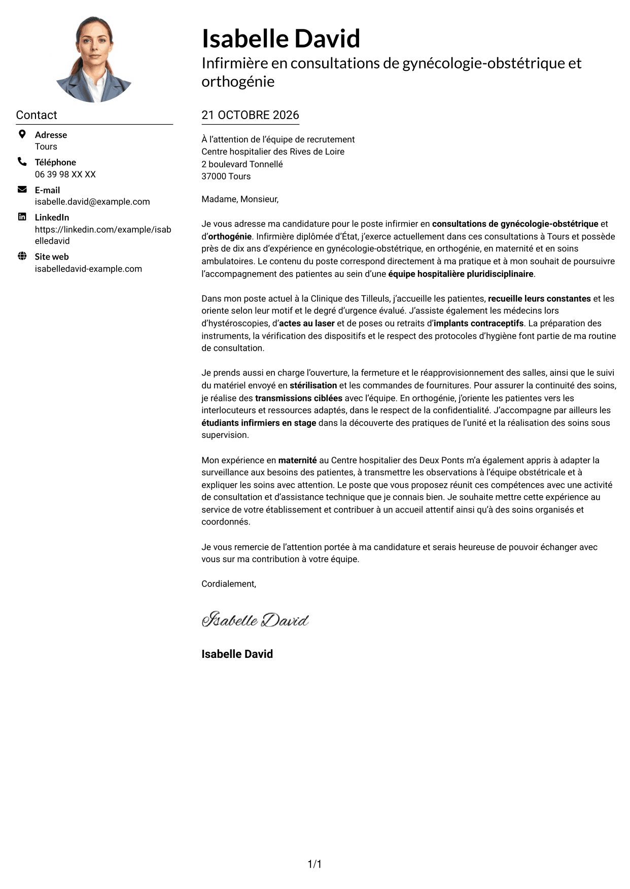 Exemple de lettre de motivation — page 1