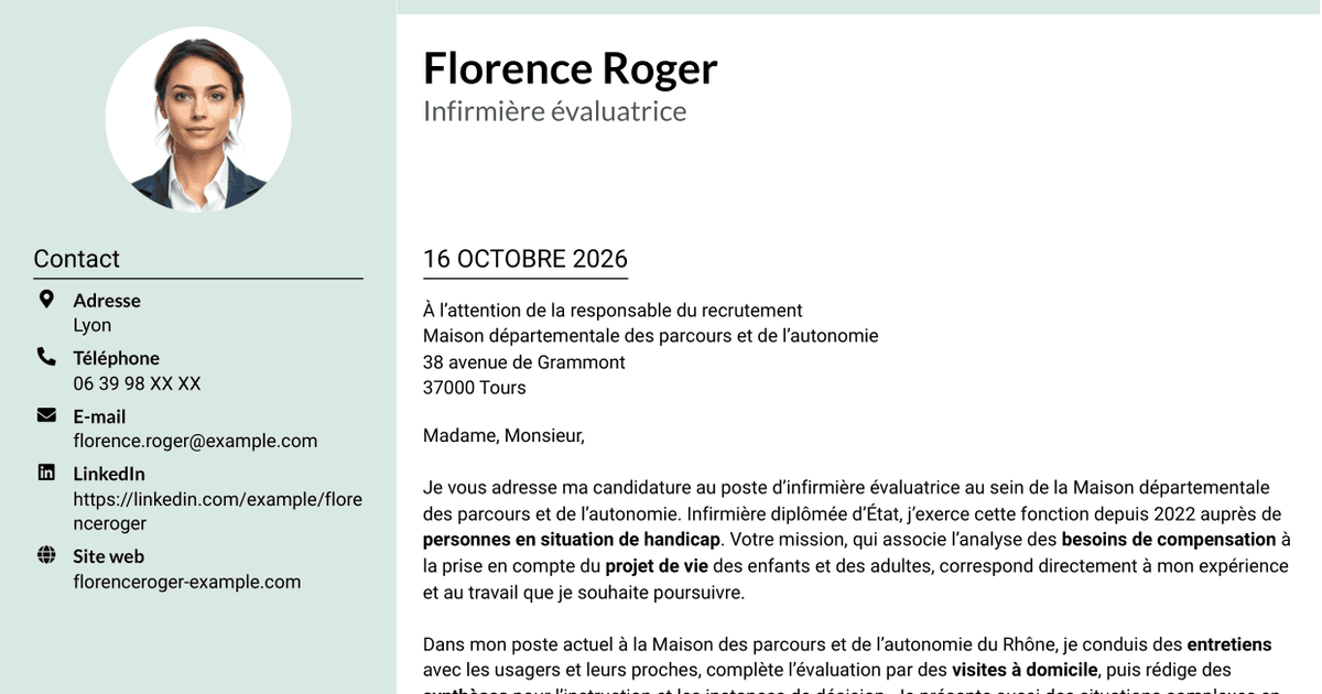 7 modèles de lettre de motivation pour Infirmière évaluatrice - Évaluation des besoins de compensation, avec exemples