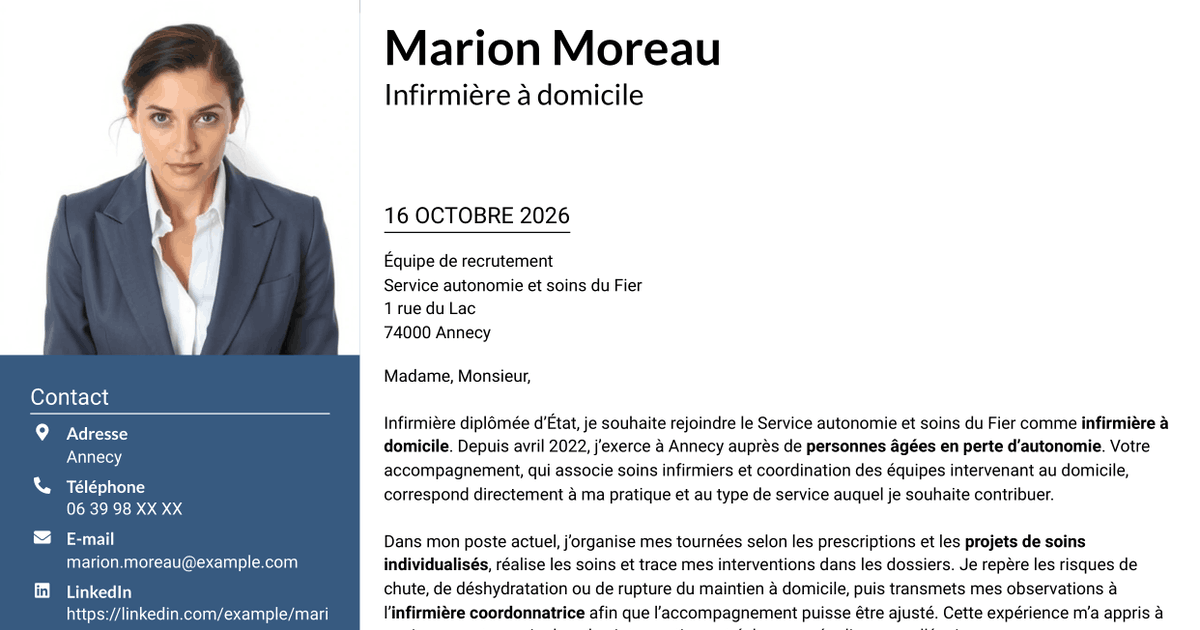 7 modèles de lettre de motivation pour Infirmier à domicile - Soins gériatriques, avec exemples