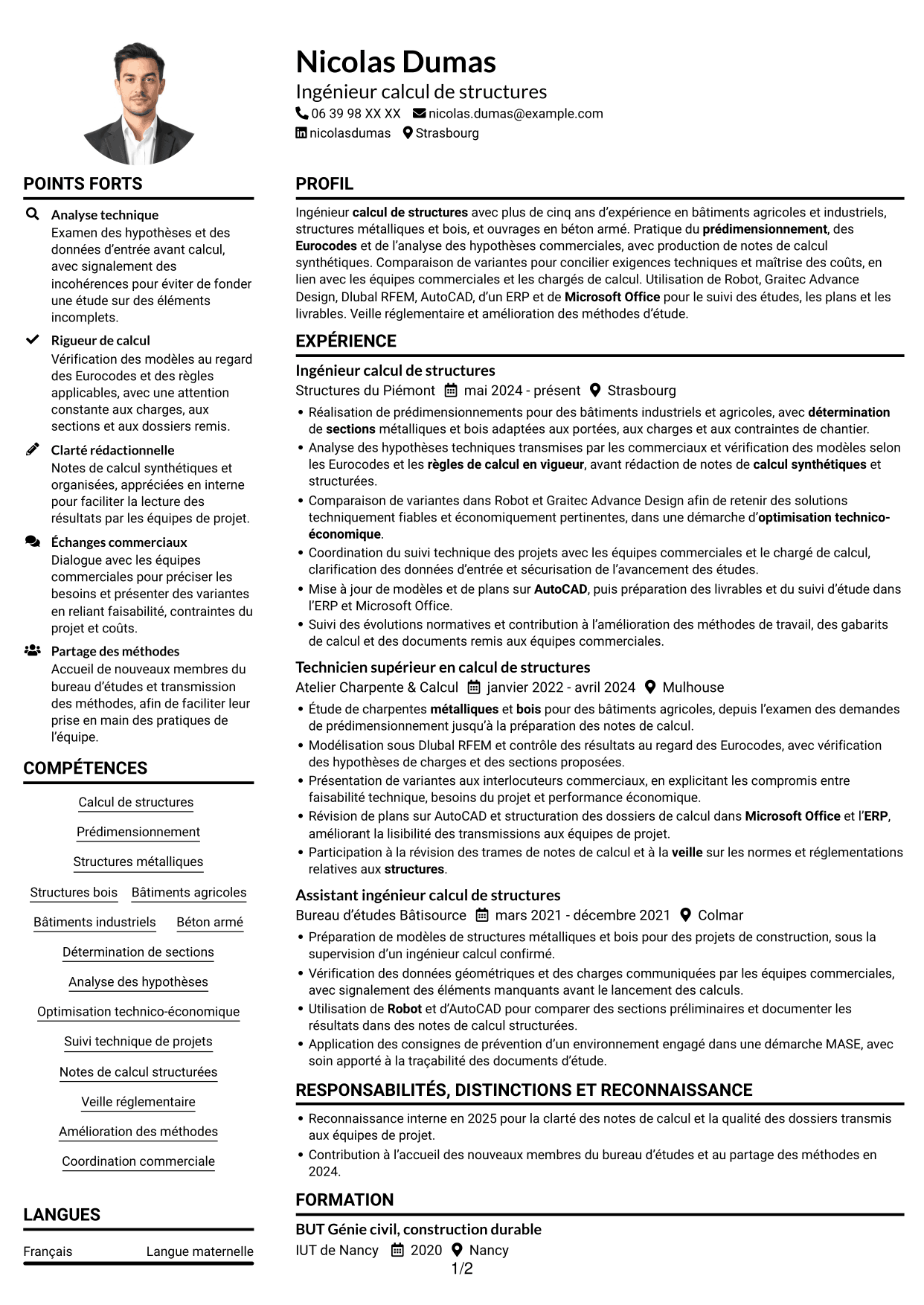 Exemple de CV — page 1