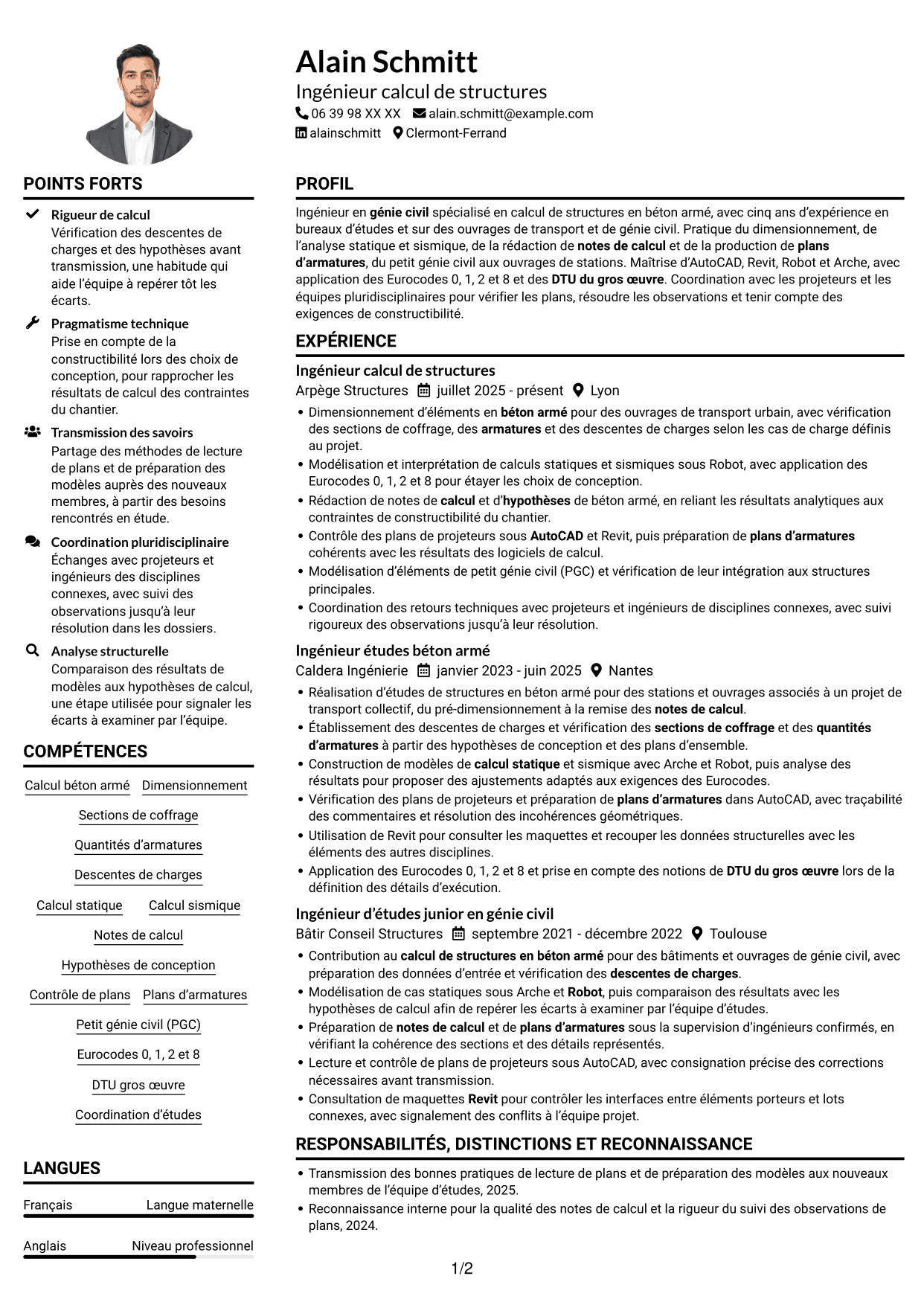 Exemple de CV — page 1