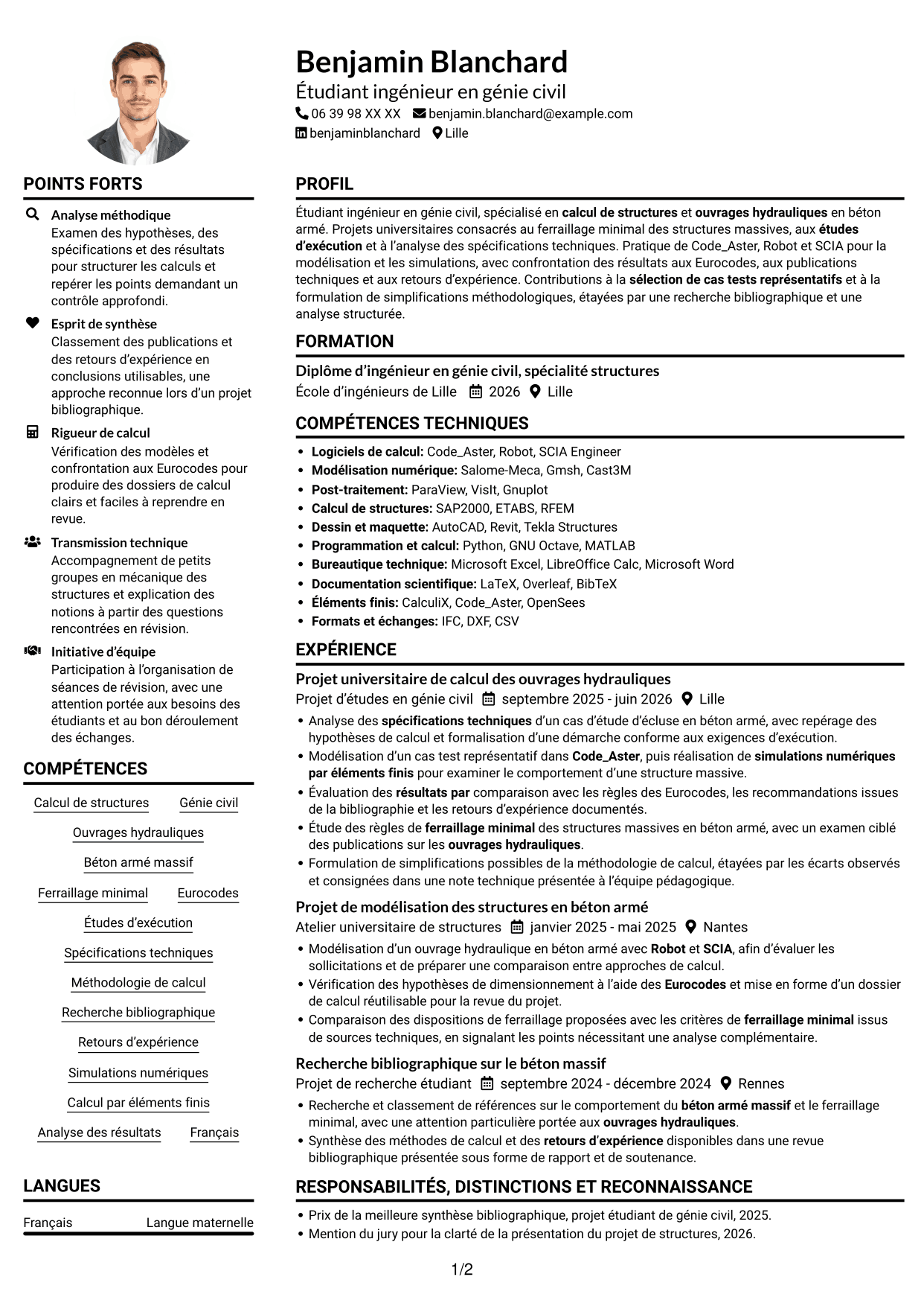 Exemple de CV — page 1
