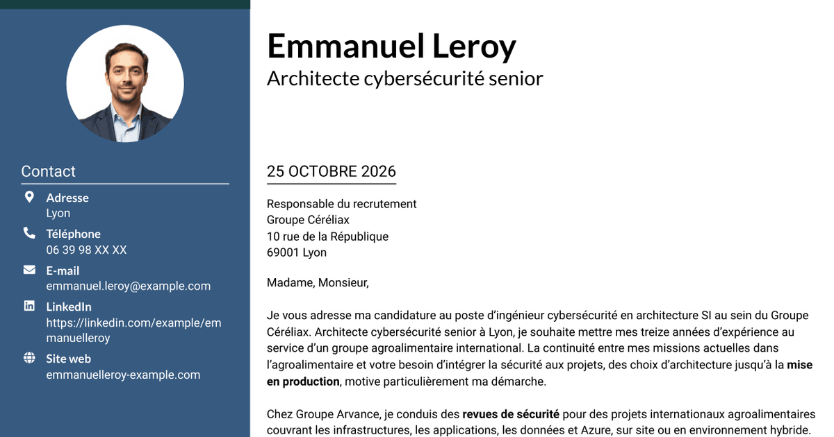7 modèles de lettre de motivation pour Ingénieur cybersécurité - Architecture SI, avec exemples