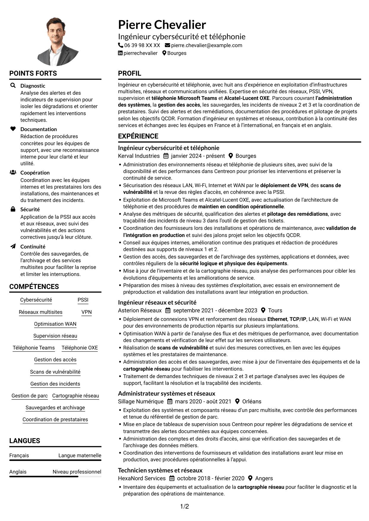 Exemple de CV — page 1