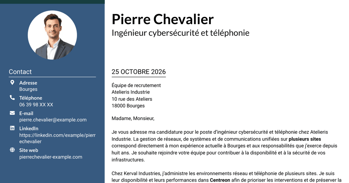 7 modèles de lettre de motivation pour Ingénieur cybersécurité et téléphonie, avec exemples