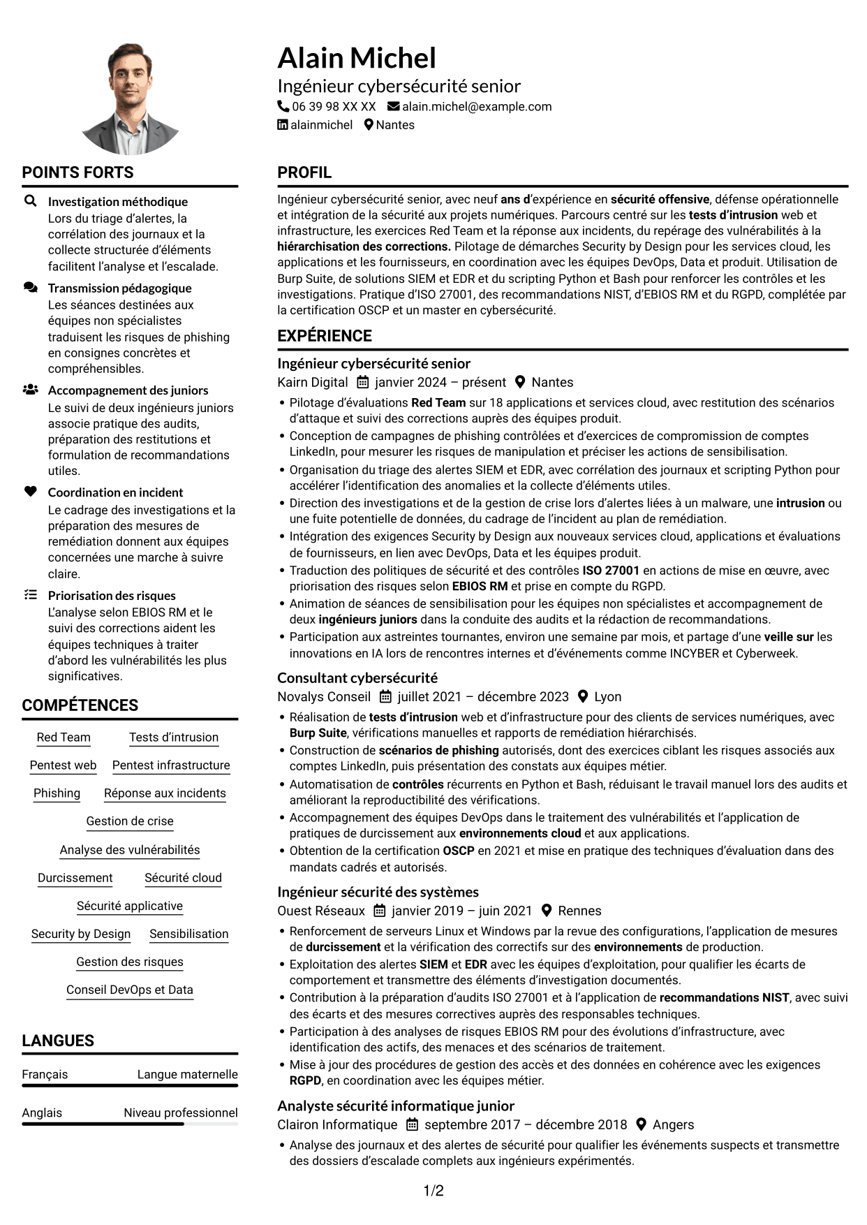 Exemple de CV — page 1