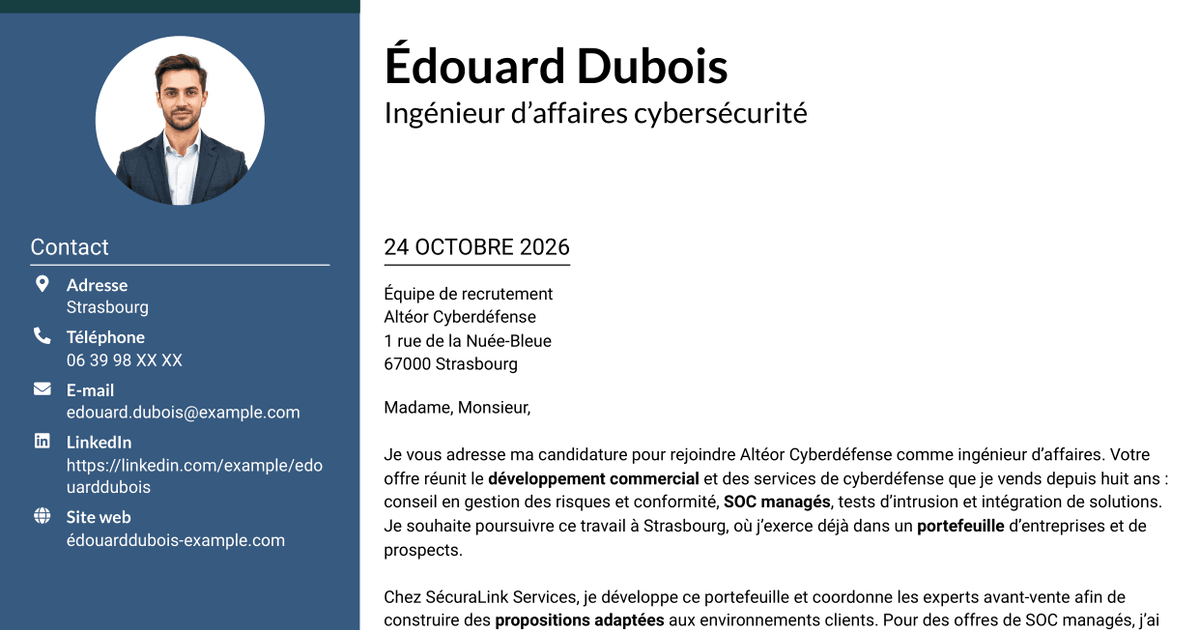 7 modèles de lettre de motivation pour Ingénieur d’Affaires - Cyberdéfense, avec exemples